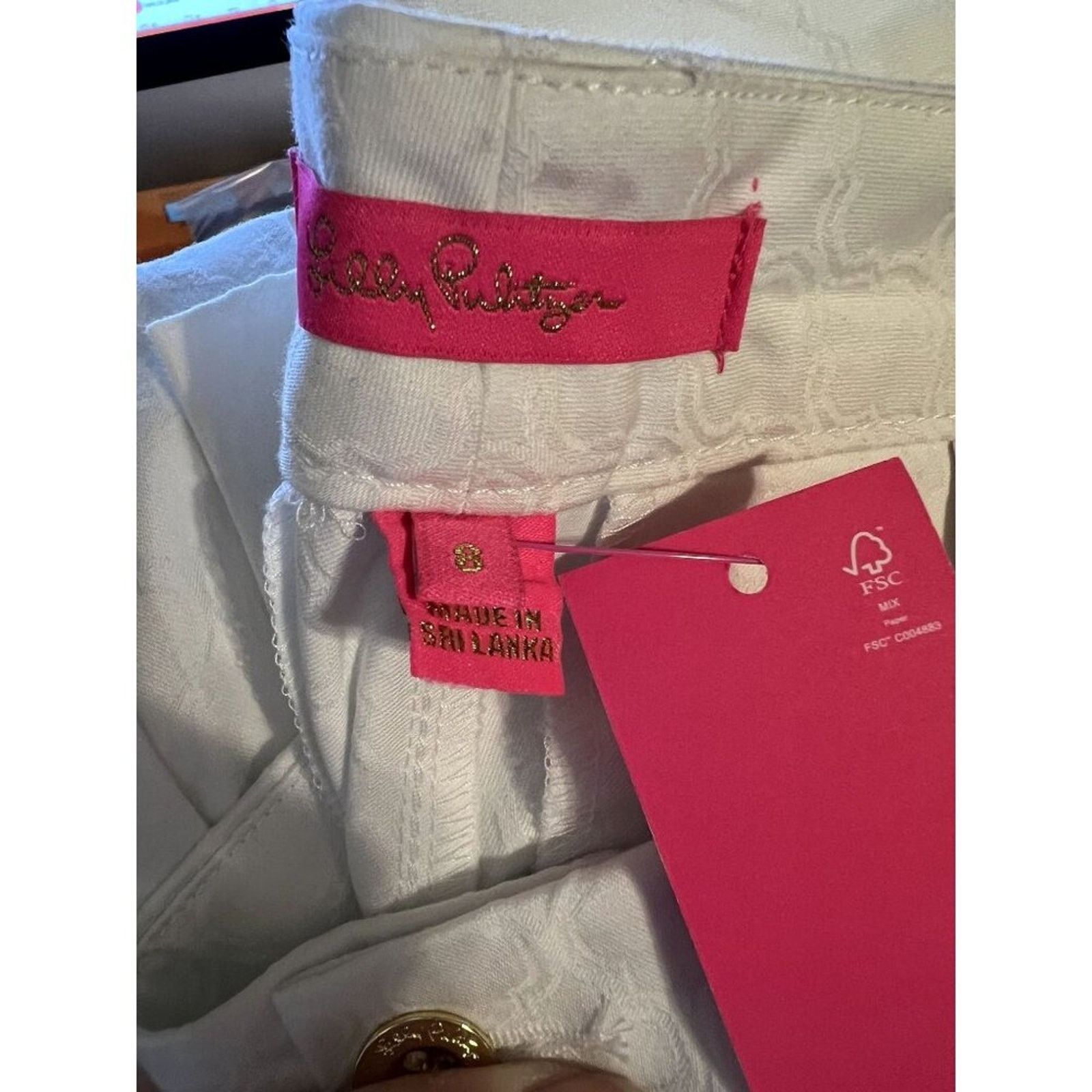 Lilly Pulitzer Lilly Pulitzer Kelly Skinny Ankle Pant 8 Resort White NEW Size 30" / US 8 / IT 44 - 8 Thumbnail