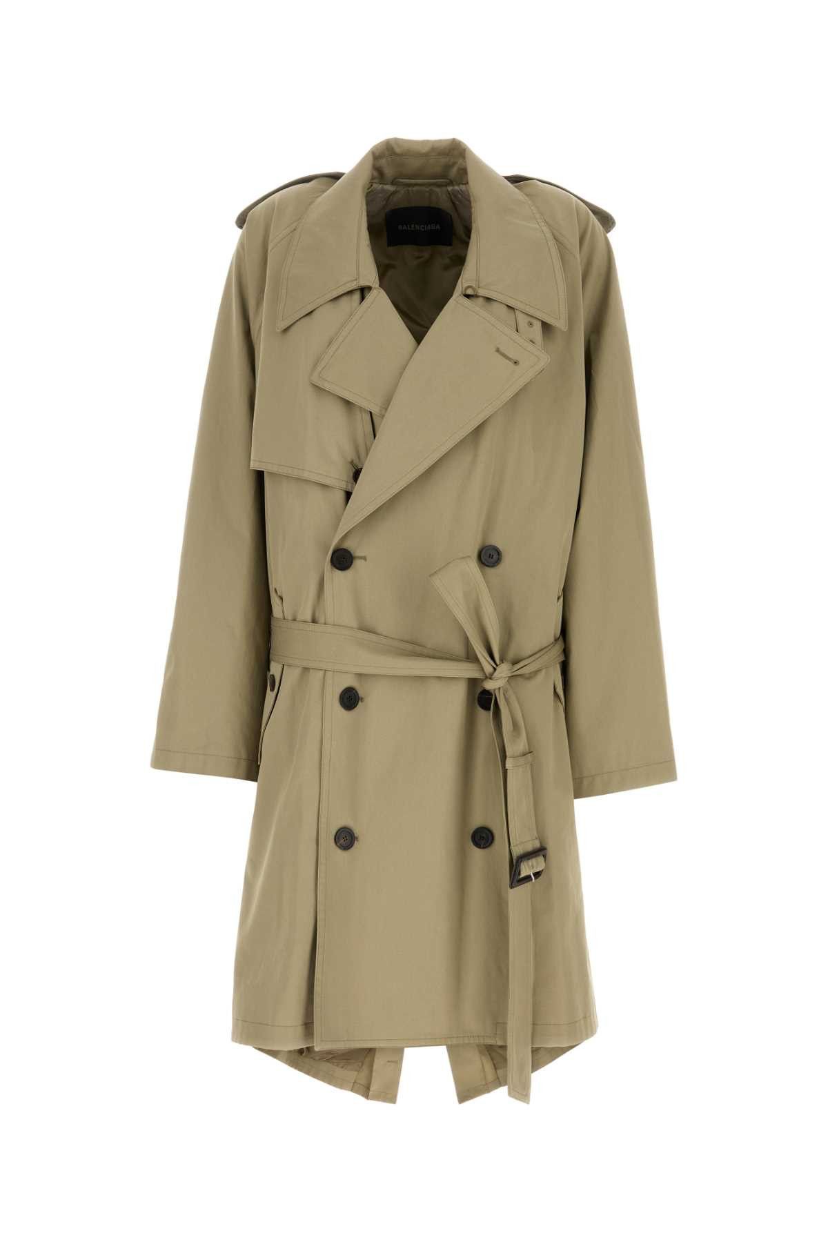 Balenciaga Sage Green Gabardine Trench Coat Size S / US 4 / IT 40 - 1 Thumbnail