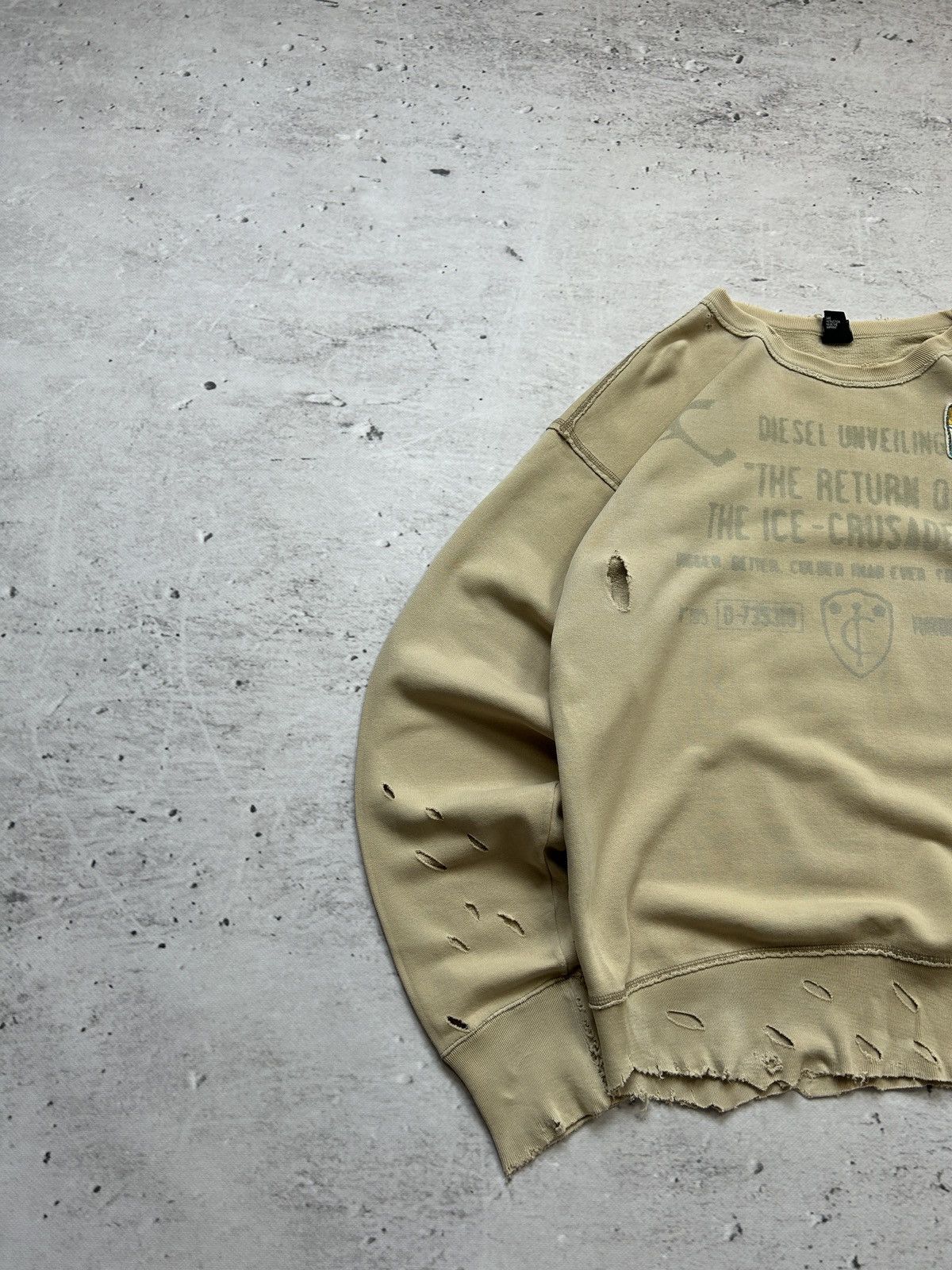 Diesel × Vintage 💥Vintage Diesel Ripped Distressed Oversized Baggy Sweatshirt Size US L / EU 52-54 / 3 - 5 Thumbnail