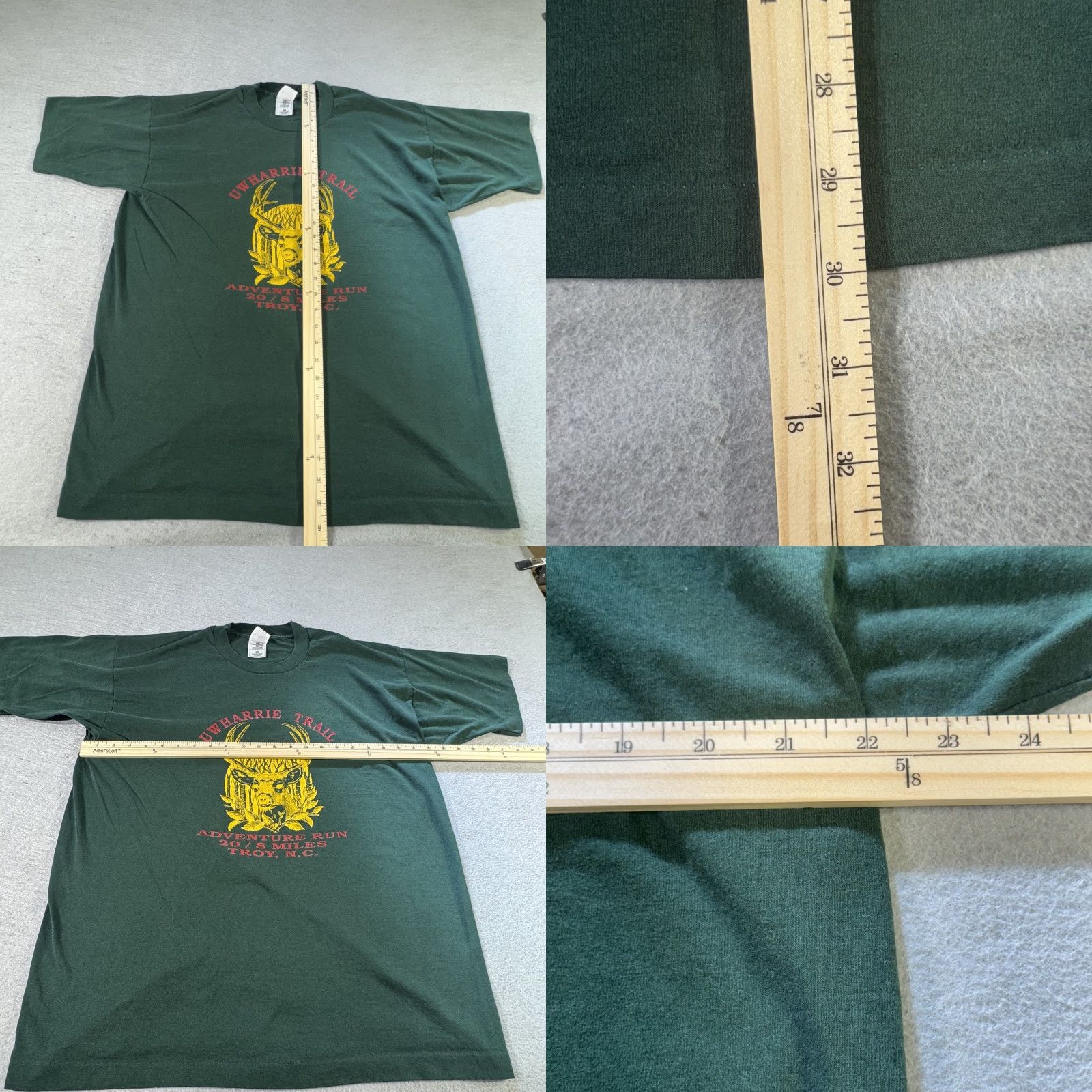 Fruit Of The Loom Uwharrie Trail Adventure Run Shirt Mens XL Green Deer Graphic Troy NC Race Tee Size US XL / EU 56 / 4 - 8 Thumbnail