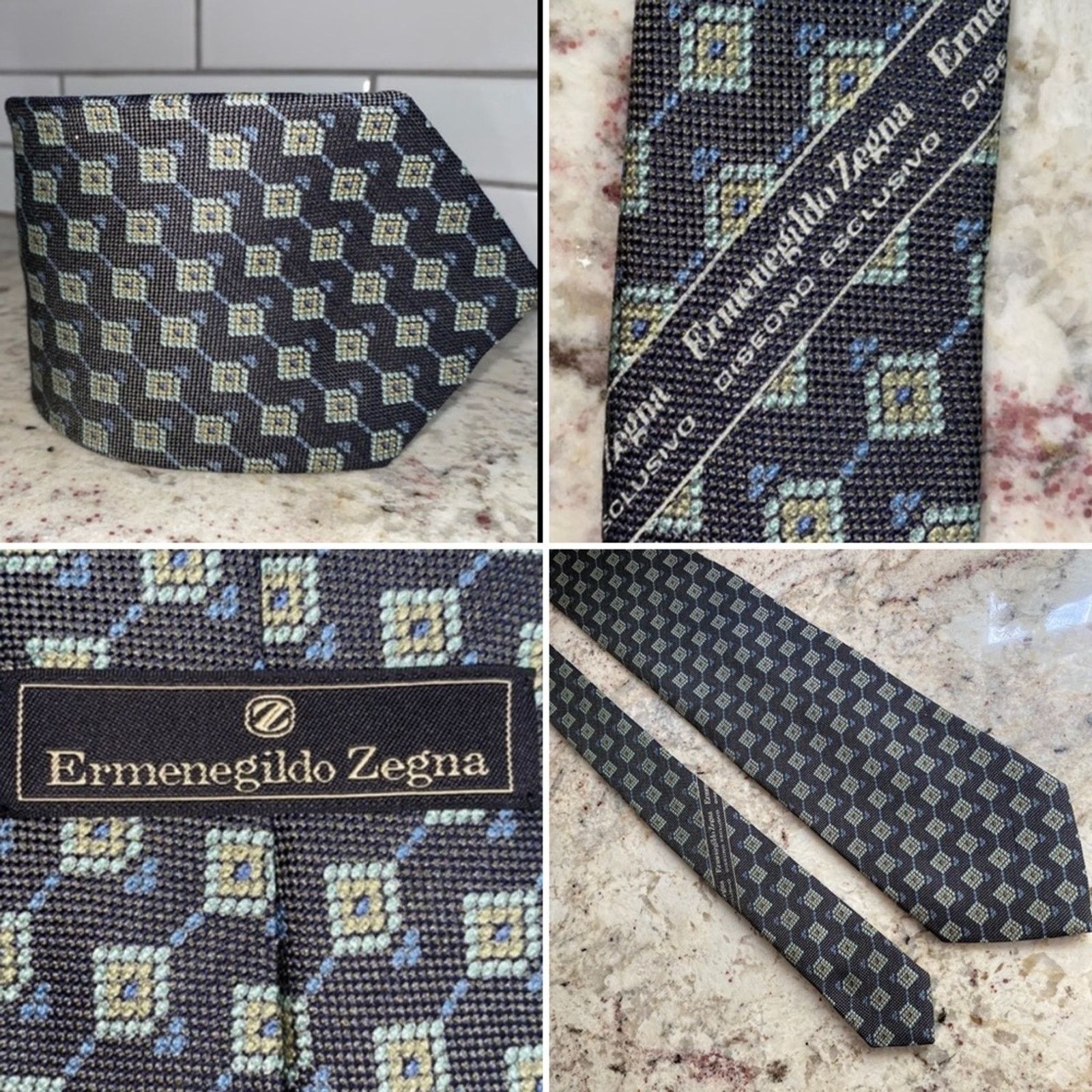 Ermenegildo Zegna ERMENEGILDO ZEGNA $220 Mens Brown Print Silk Necktie Tie Size ONE SIZE - 1 Thumbnail
