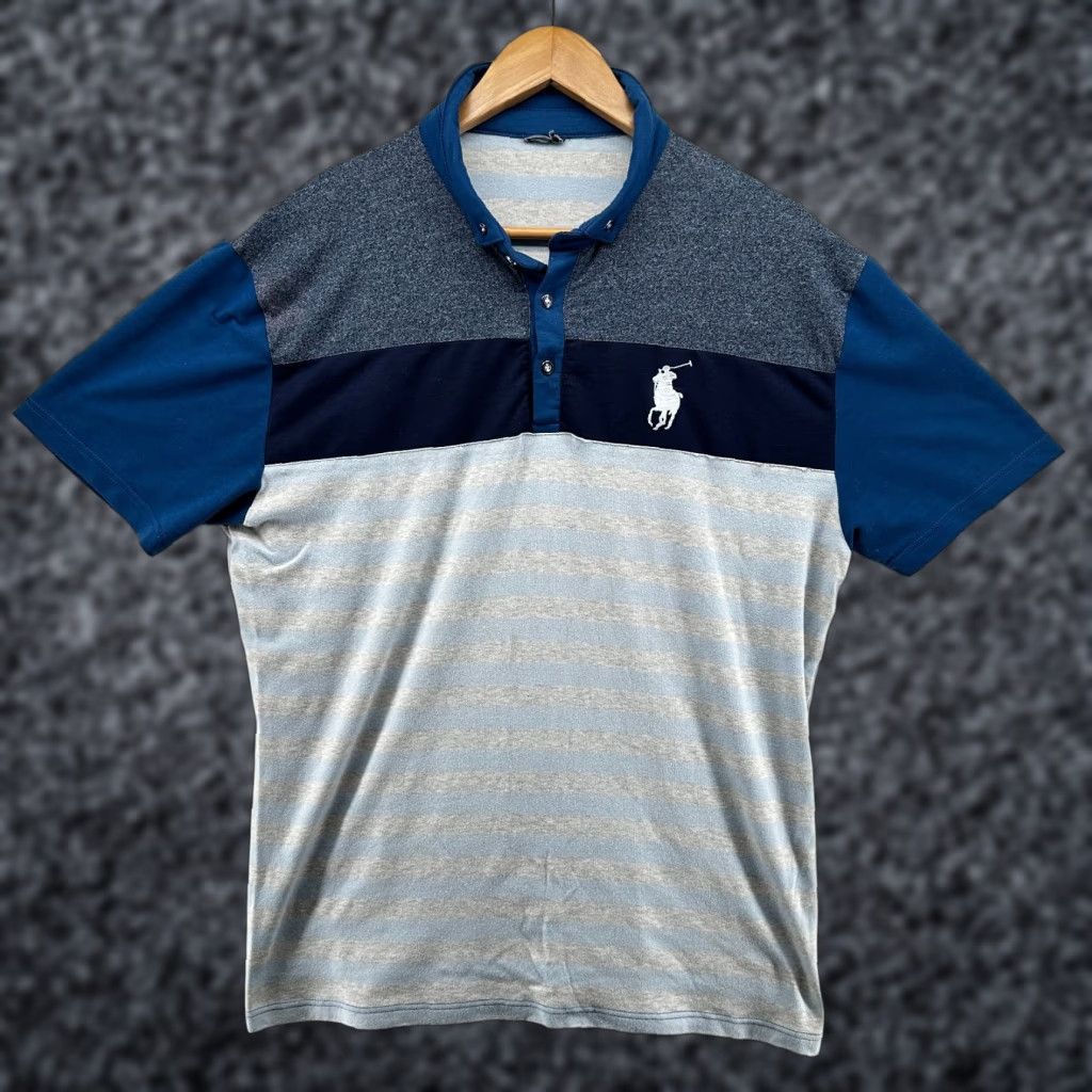 Ralph Lauren Ralph Lauren Polo Shirt Blue Striped Men's Medium Short Sleeve Collared Size US M / EU 48-50 / 2 - 1 Thumbnail