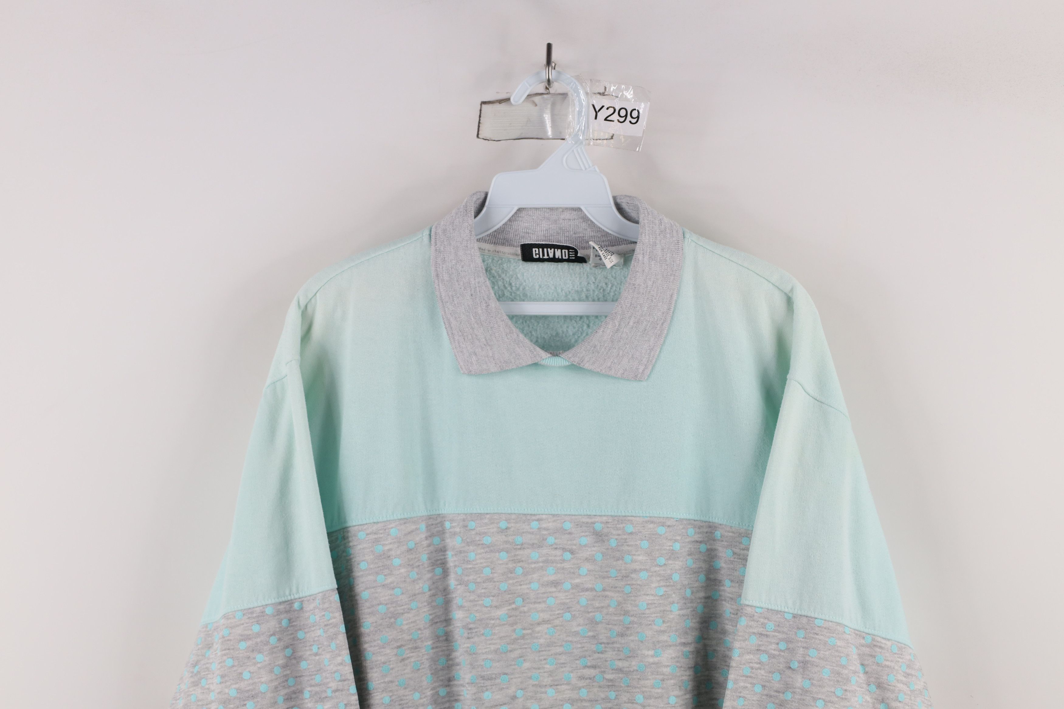 Vintage Vintage 90s Streetwear Block Polka Dot Collared Sweatshirt Size M / US 6-8 / IT 42-44 - 2 Thumbnail