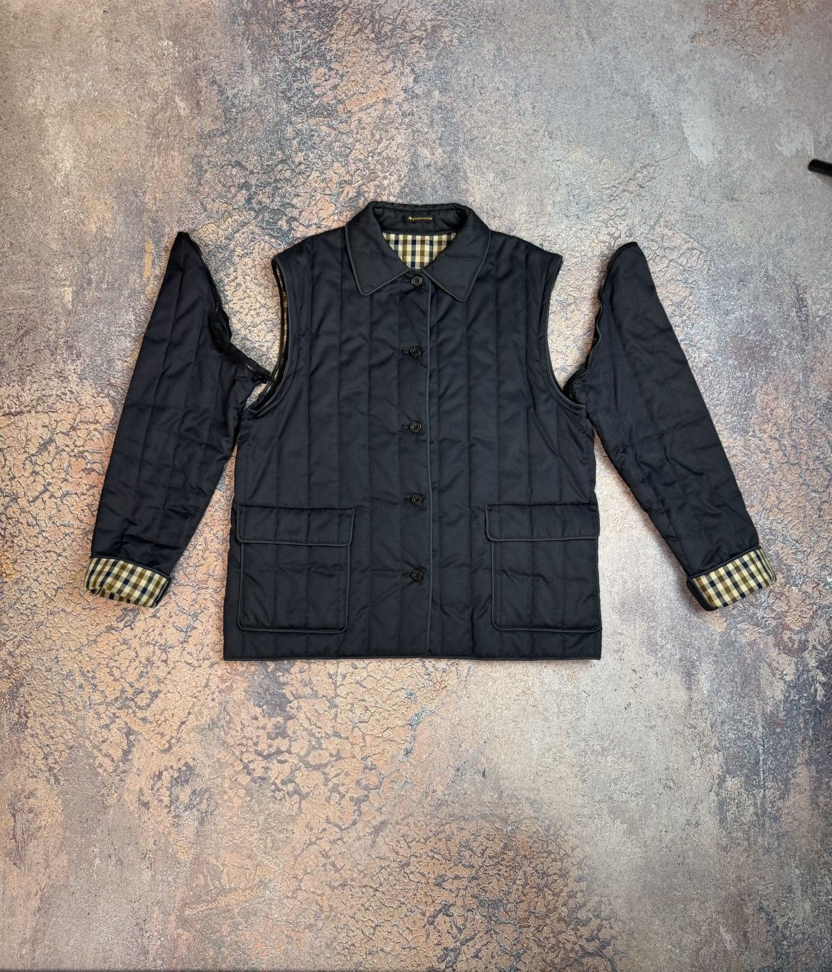 Aquascutum Vintage Aquascutum Checked Pattern Heavy Coat Vest Size L / US 10 / IT 46 - 1 Thumbnail