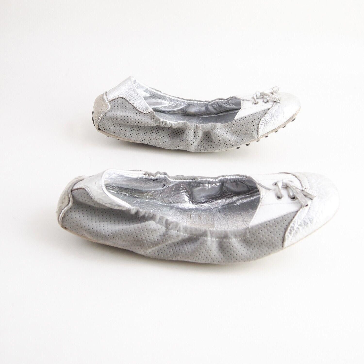 Santoni Santoni Ballet Flats Silver Leather Gray Suede EU 37 US 7 Size US 7 / IT 37 - 6 Thumbnail