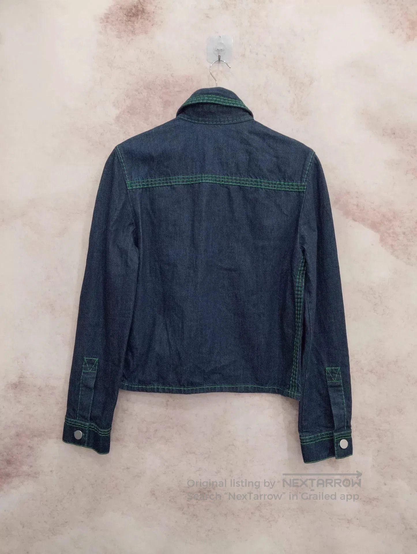 Bottega Veneta Blue Denim Jacket with Green Stitching Size S. Size US S / EU 44-46 / 1 - 2 Thumbnail