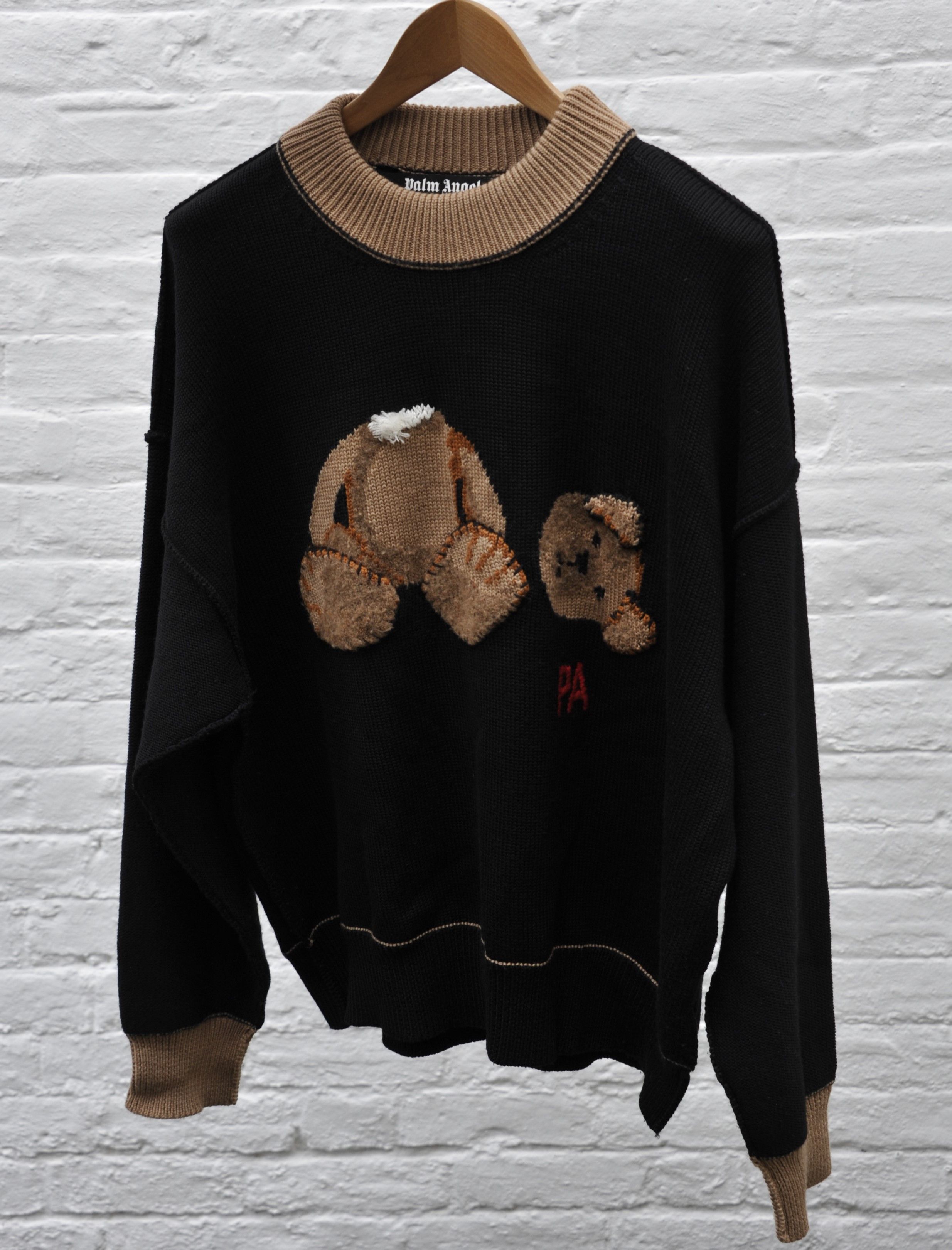 Palm Angels Palm Angels Teddy Bear Wool Knit Sweater Jumper Black Brown Size US M / EU 48-50 / 2 - 1 Thumbnail