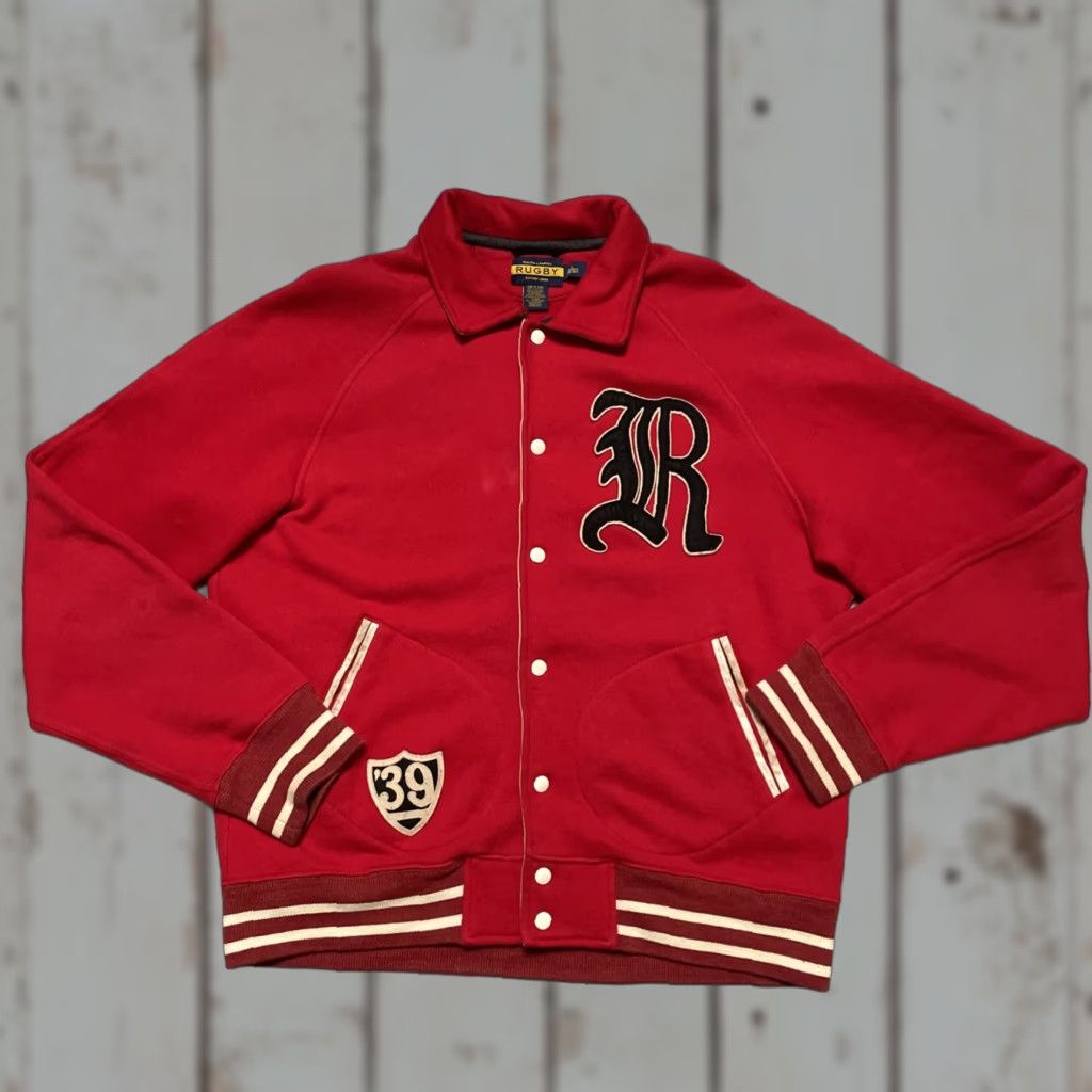 Vintage VINTAGE Polo Ralph Lauren Cotton Baseball Bomber Jacket L Red Navy Crest Patch 90s Y2K Mens Womens Unisex Adults Polo Rugby Shirt? Size US L / EU 52-54 / 3 - 1 Thumbnail