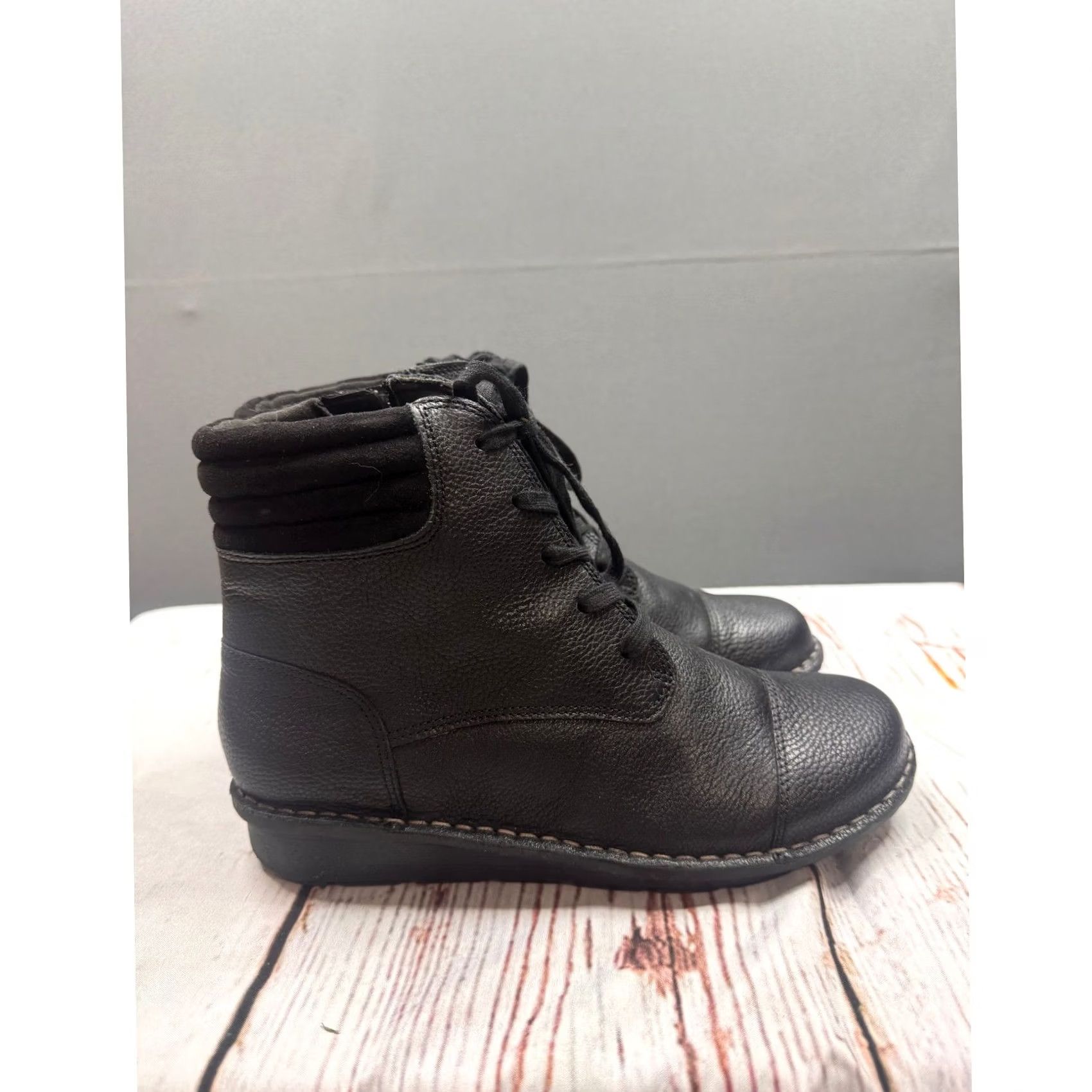 Clarks Clarks Ankle Boots Womens Black Leather Lace Up Side Zip 8.5M Size US 10 / IT 40 - 6 Thumbnail
