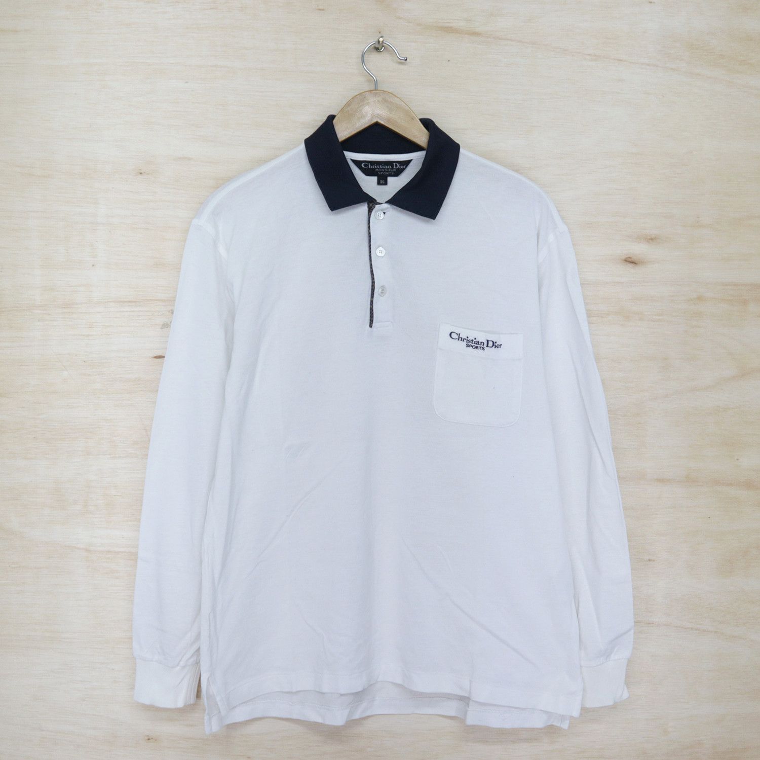CHRISTIAN DIOR Mini Logo Embroidered Polo Shirt Long Sleeve