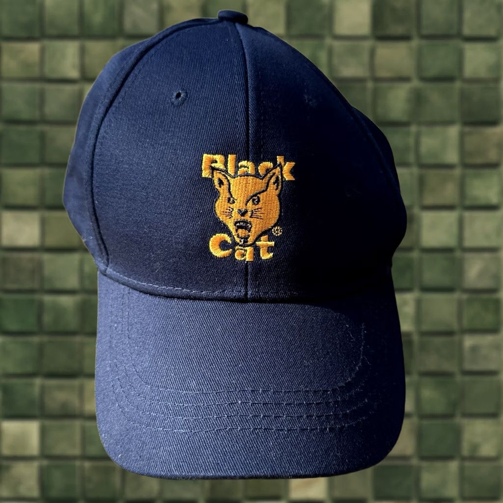 Vintage Black Cat Fireworks Blue Embroidered Adjustable Snapback Hat Mens Size ONE SIZE - 1 Thumbnail