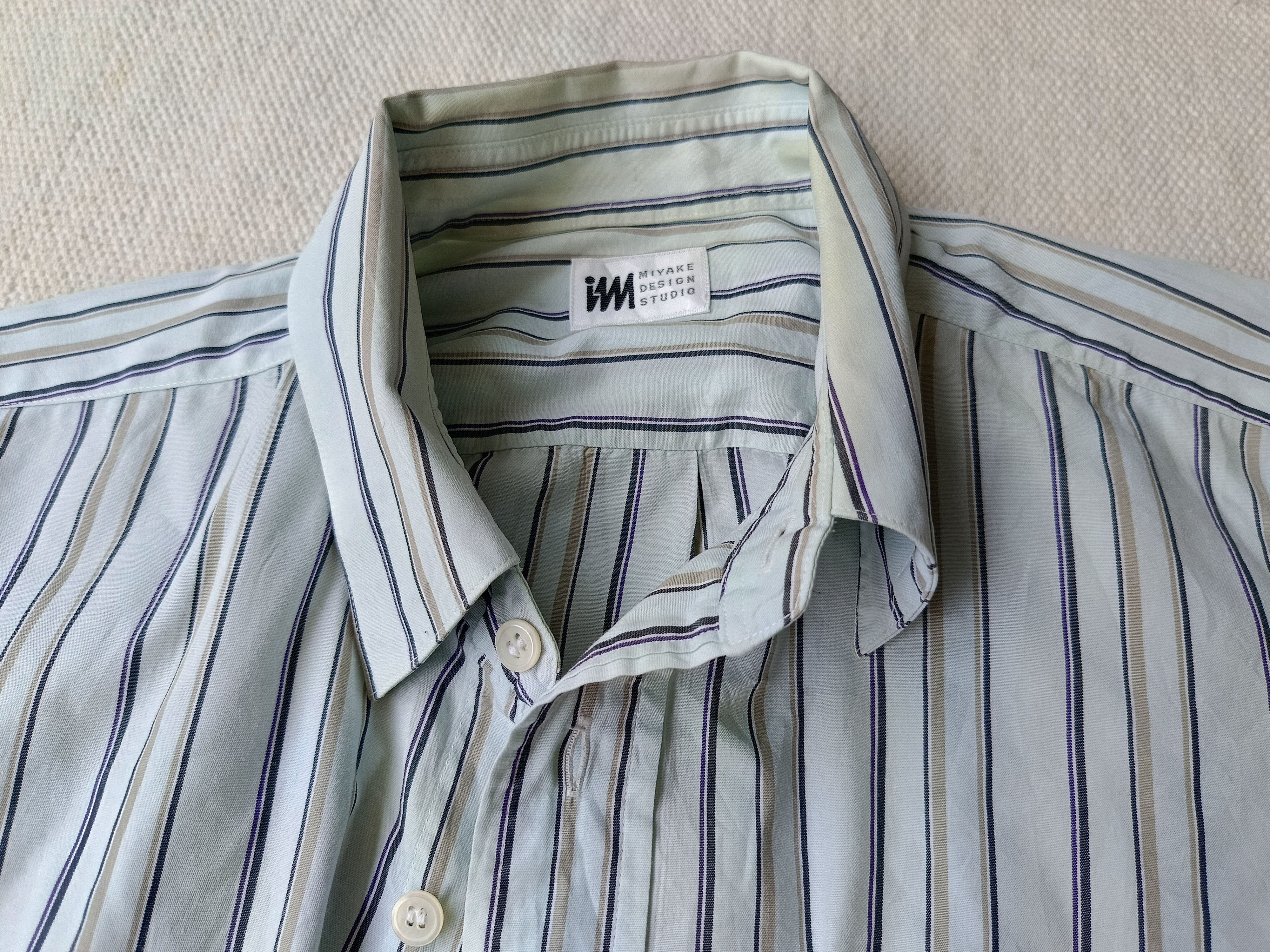 Issey Miyake Issey Miyake IM design Japan pinstripe white pale blue shirt Size US L / EU 52-54 / 3 - 13 Thumbnail