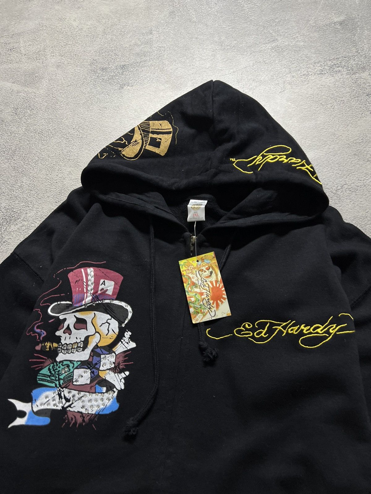 Ed Hardy Vintage Y2k Ed Hardy Skull ☠️ New Zip Hoodie 00’s Size US XXL / EU 58 / 5 - 10 Thumbnail
