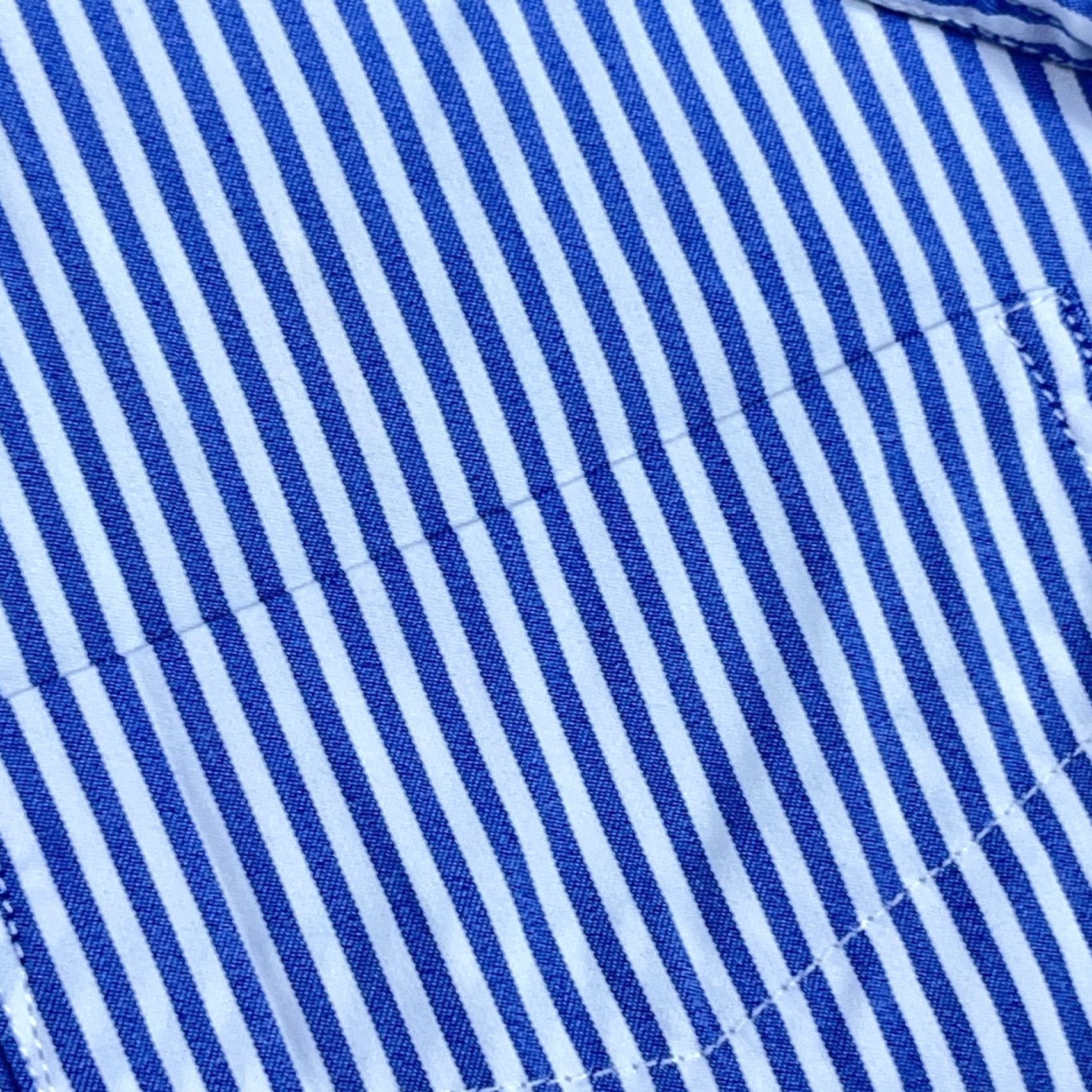 UNTUCKit UNTUCKit Shirt Men XL Blue White Striped Button Up Nylon Performance Dress Shirt Size 46R - 3 Thumbnail