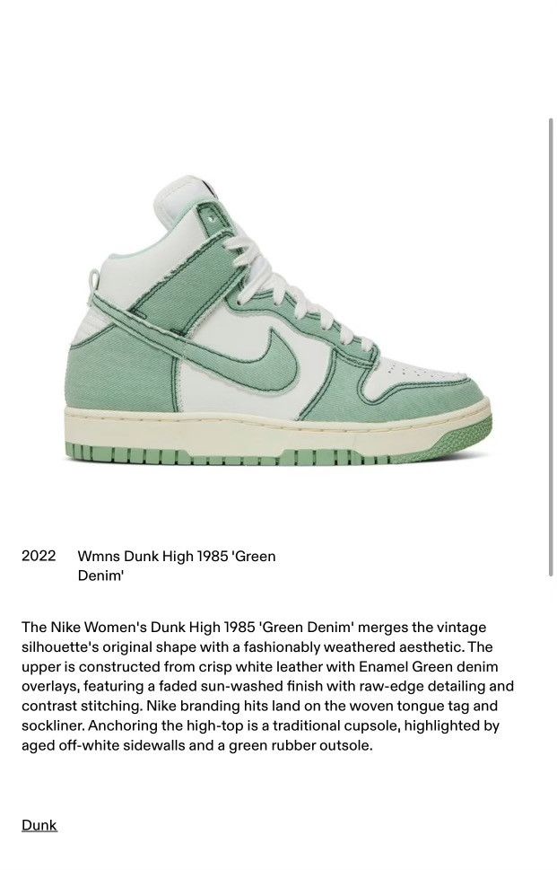 Nike Nike Women’s Dunk Hi 1985 Enamel Green ‘Denim’ New Box 9.5 Size US 9.5 / IT 39.5 - 15 Thumbnail