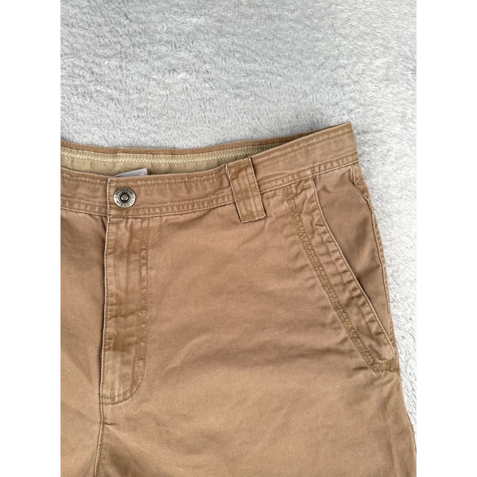 Vintage Columbia Men Shorts Cargo 36 Brown 100% Cotton Duck Fabric 9" Hike Camp Fishing Pockets Zip Cargo Pocket Regular Mens Size US 36 / EU 52 - 5 Thumbnail