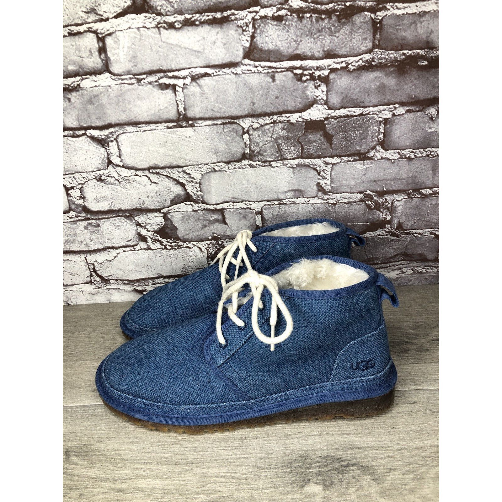 Ugg UGG Neumel Blue Fabric Fur WHT Lace Up Chukka Boots Men Sz 4 Size US 10 / EU 43 - 16 Thumbnail