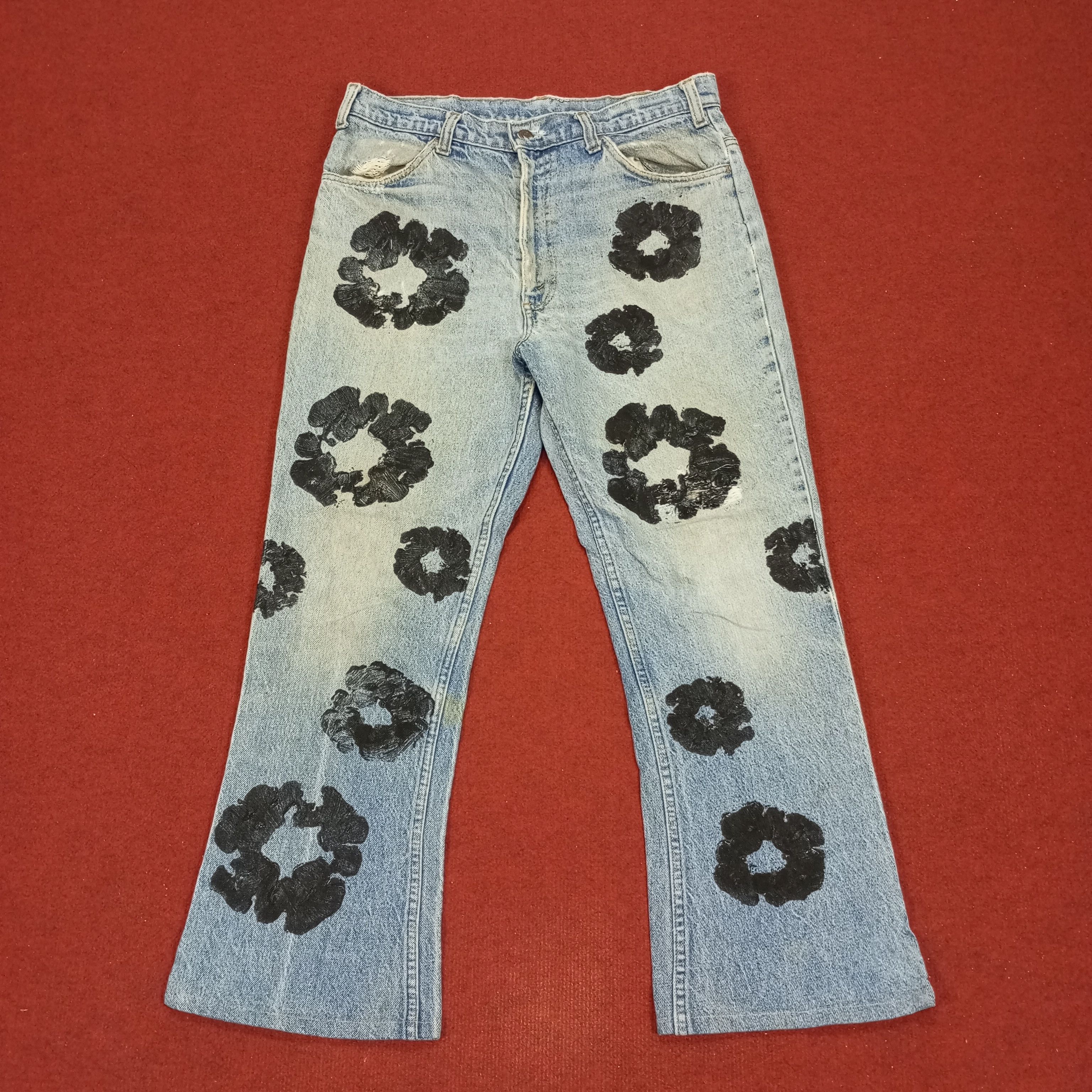 Levis Fashion Style Custom Flowers Design Jeans