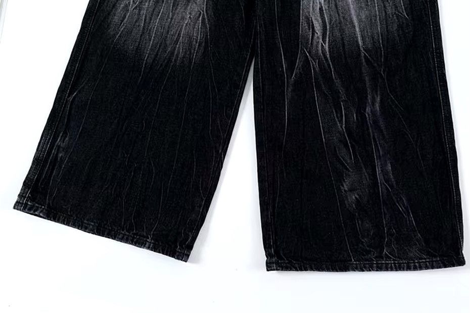 Japanese Brand Vintage washed and distressed graffiti stripe baggy jeans Size US 34 / EU 50 - 9 Thumbnail