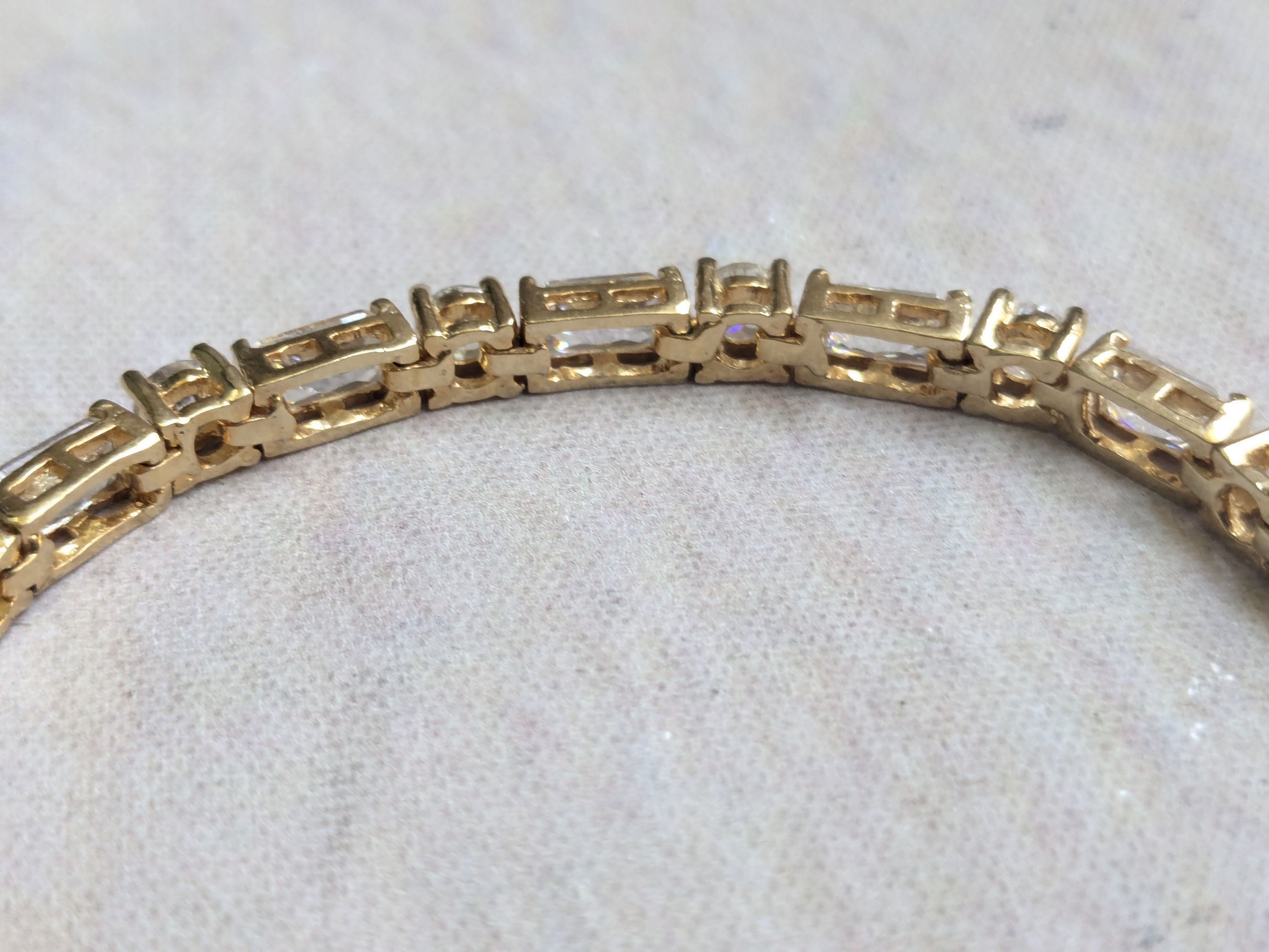Sterling Silver Sterling Silver Tennis Bracelet 7 Gold Clear CZ Size ONE SIZE - 8 Thumbnail