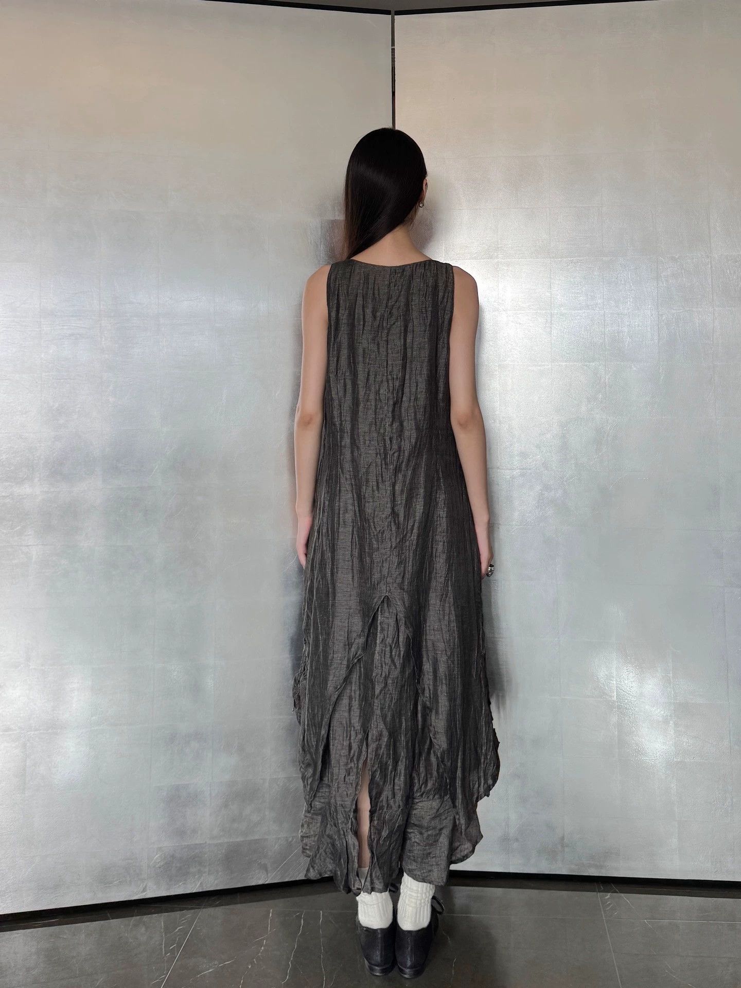 Other French Brand Pleated Linen Sheen Collar Dress Set Size M / US 6-8 / IT 42-44 - 5 Thumbnail