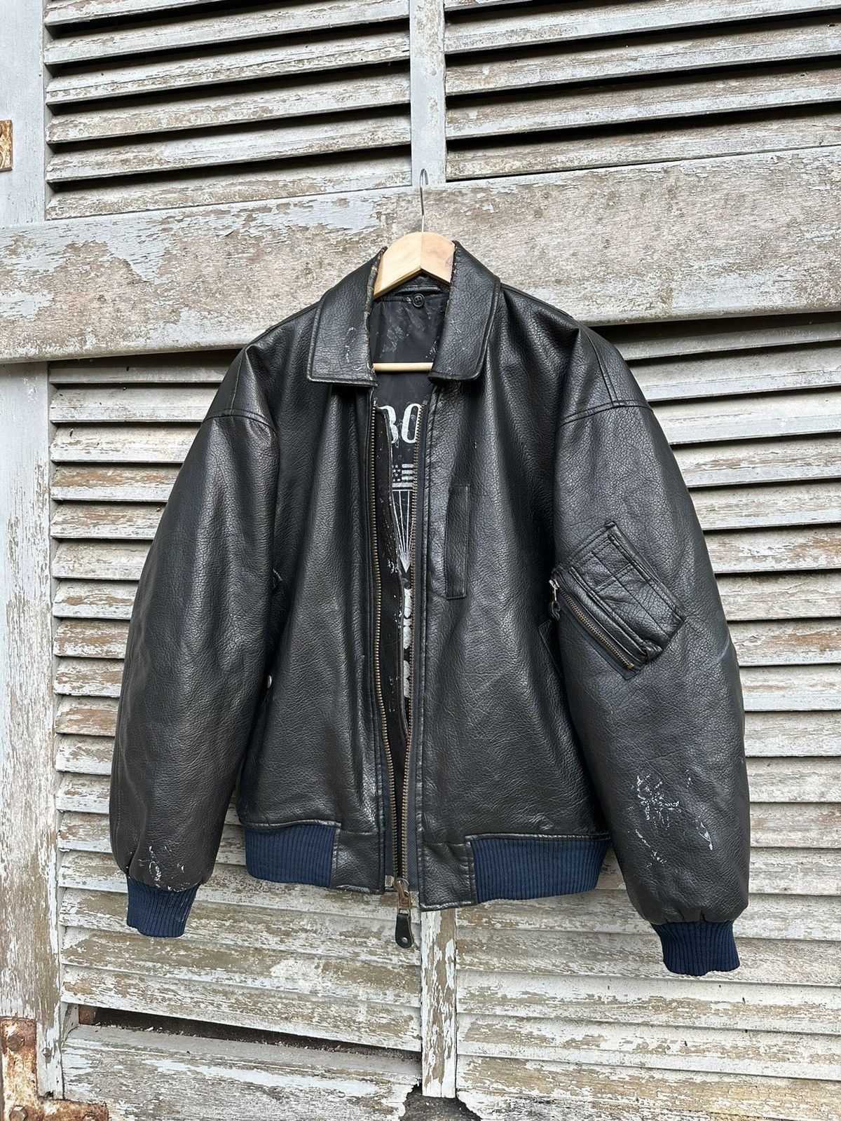 Vintage 👹Vintage Airborne US Airforce Leather Bomber Jacket Size US M / EU 48-50 / 2 - 10 Thumbnail
