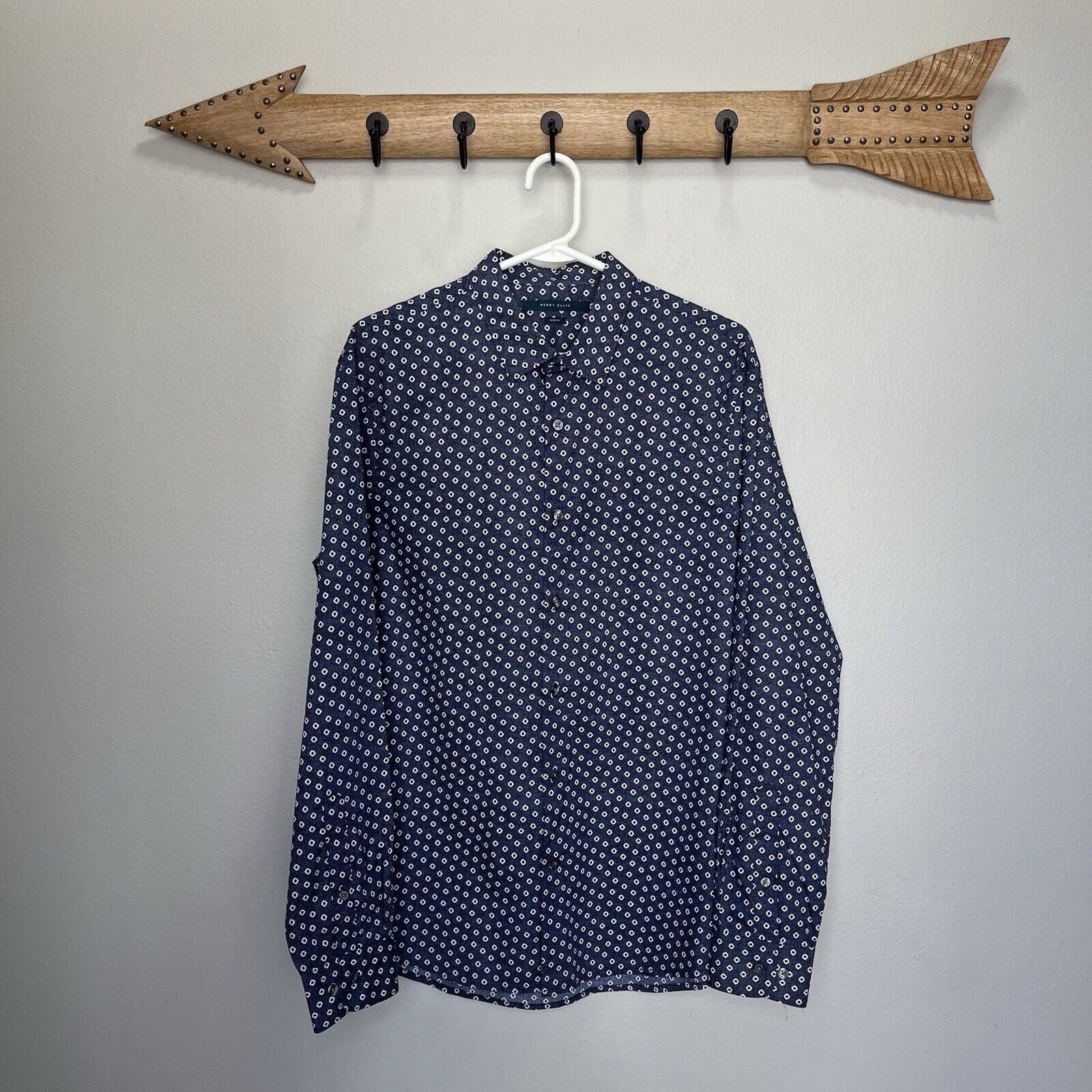 Perry Ellis Perry Ellis | Slim Fit Floral Dot Long Sleeve Button Shirt Size US L / EU 52-54 / 3 - 1 Thumbnail