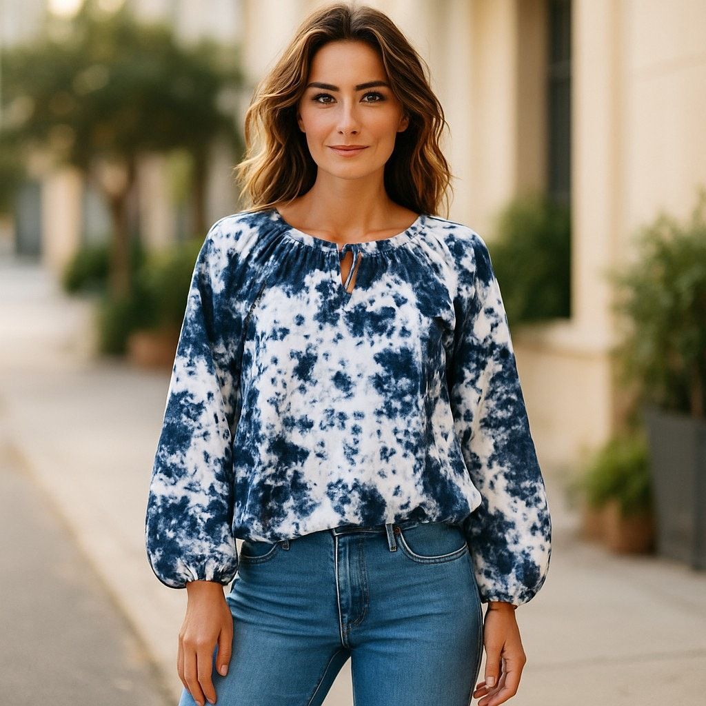 Sanctuary Sanctuary Women's Blouse Small Blue Tie Dye Long Sleeve Top Size S / US 4 / IT 40 - 2 Thumbnail