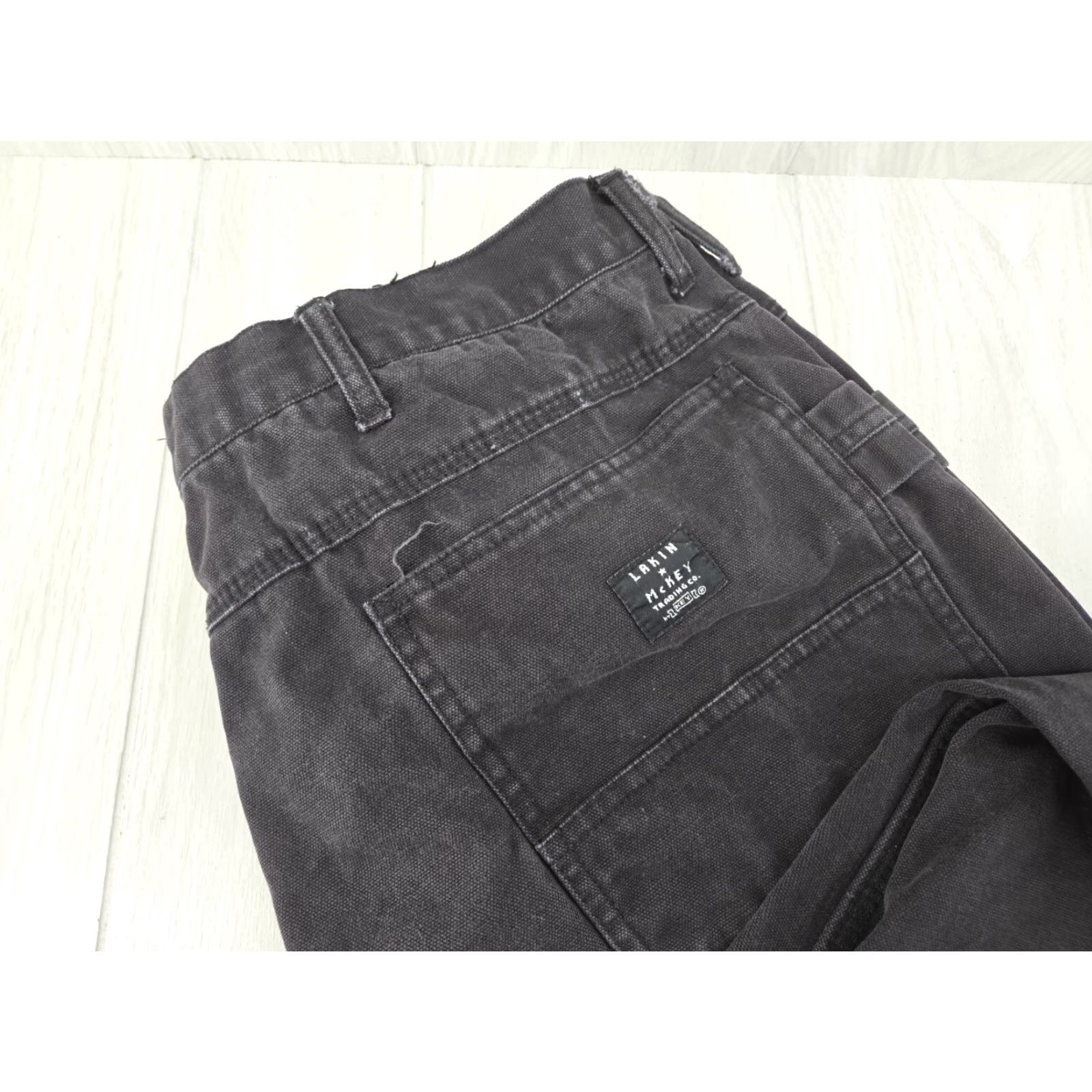 Vintage Lakin McKey Pants Mens 38x29 Double Knee Canvas Black Carpenter Jeans Regular 100% Cotton Including Pockets Mens Size US 38 / EU 54 - 3 Thumbnail