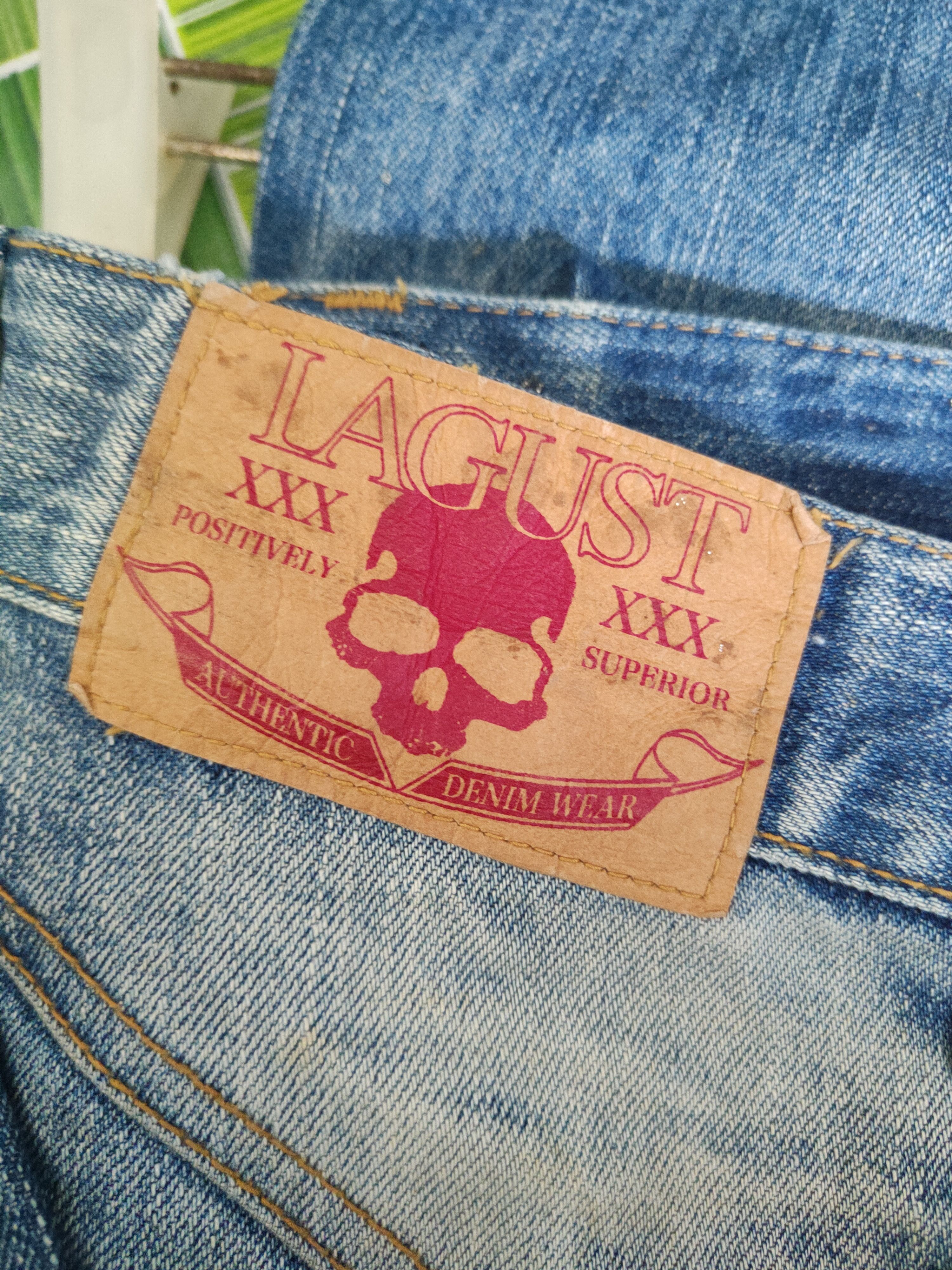 Japanese Brand DL Lagust Dark Blue Distressed Ripped Jeans #46-089 Size 34" / US 12 / IT 48 - 12 Thumbnail