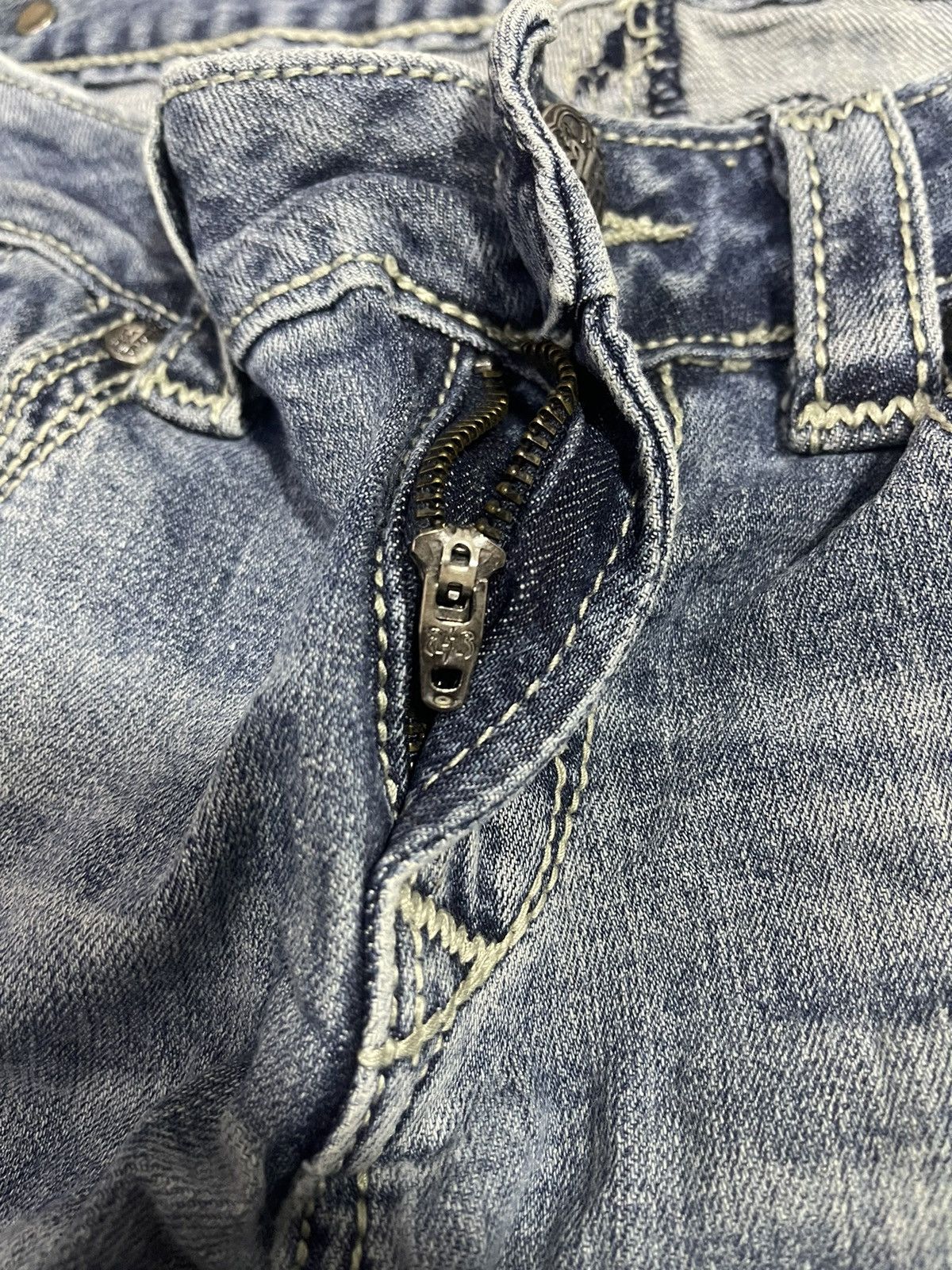 Japanese Brand Ne Rock for Express Distressed Flare Jeans (14) Size 33" - 10 Thumbnail