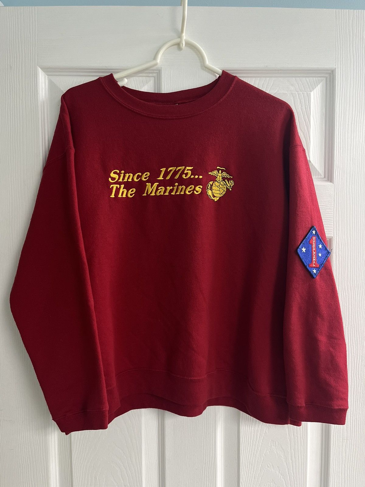 Vintage Vintage Since 1775 The Marines Embroidered Red Sweater Size L / US 10 / IT 46 - 1 Thumbnail