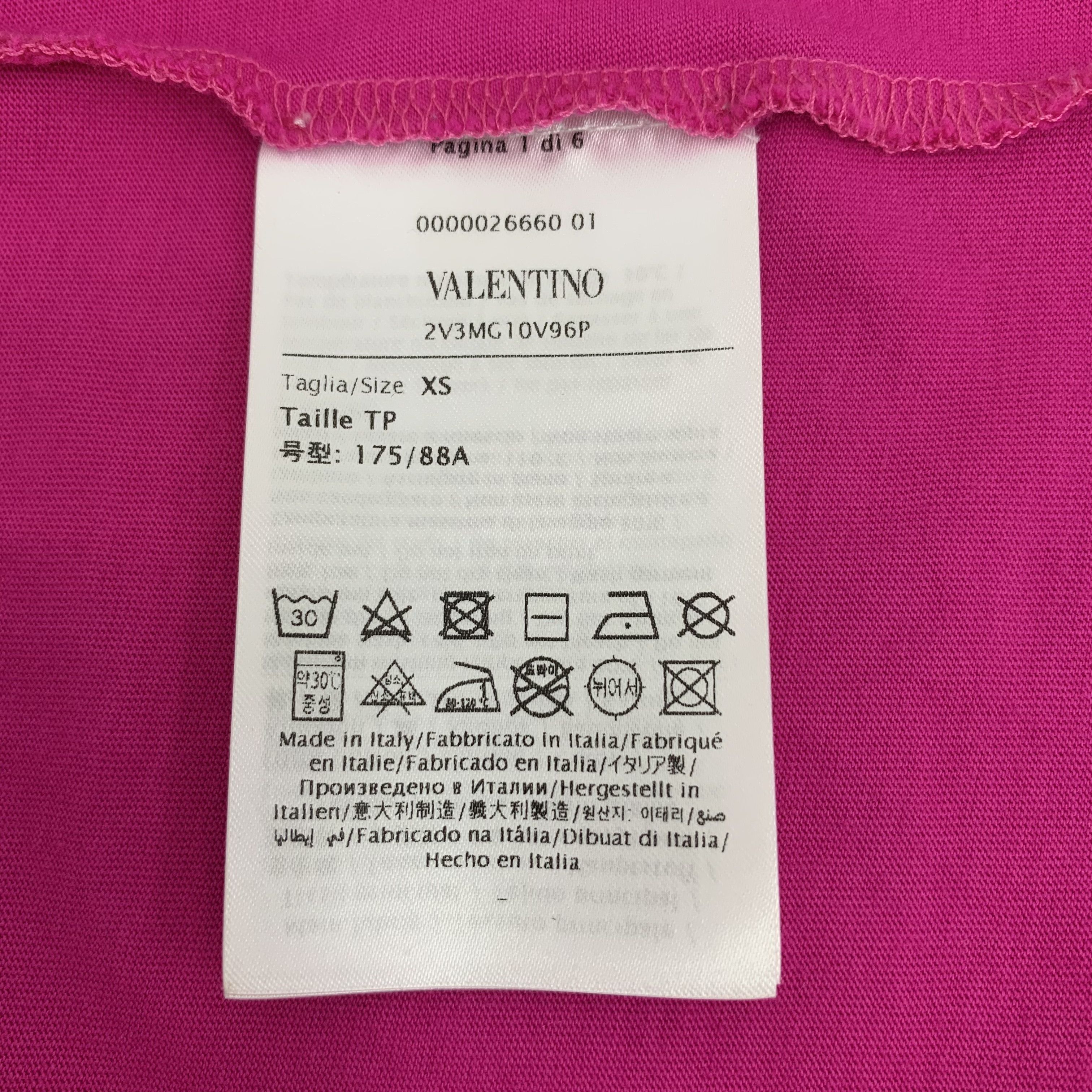 Valentino Valentino Pink Logo Print Cotton Crewneck T-Shirt (XS) Size XS / US 0-2 / IT 36-38 - 4 Thumbnail