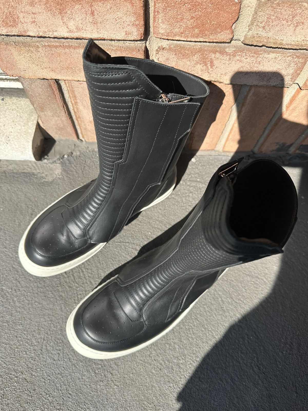 Rick Owens Rick Owens Hi Top Laceless DUNKS Moto sneaks 44 Size US 11 / EU 44 - 9 Thumbnail