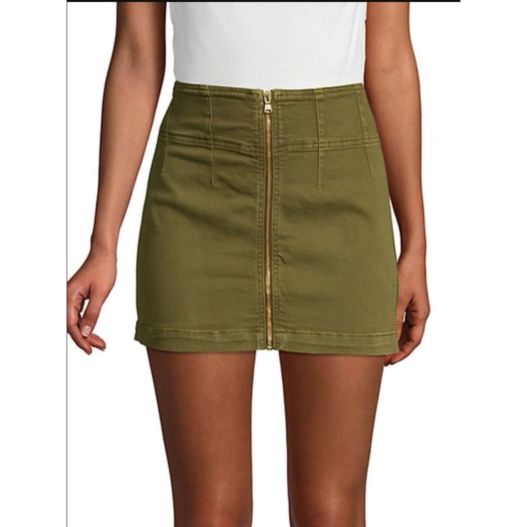 Free People Free People Virgo Zip Front Mini Skirt Cadet Green Cotton 26 Size 26" / US 2 / IT 38 - 5 Thumbnail