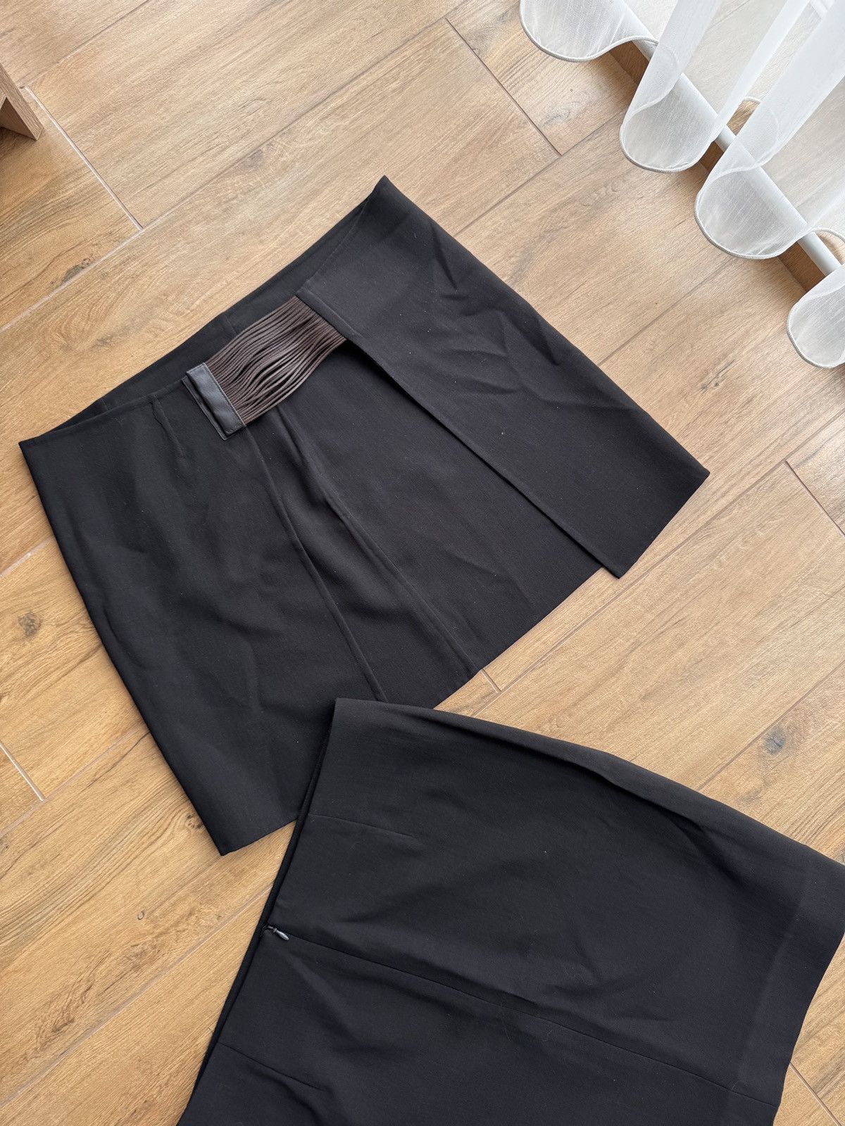 Akris × Vintage Akris Black Corset Belt Leather Elastic WaistCincher x Skirt Size 26" / US 2 / IT 38 - 6 Thumbnail