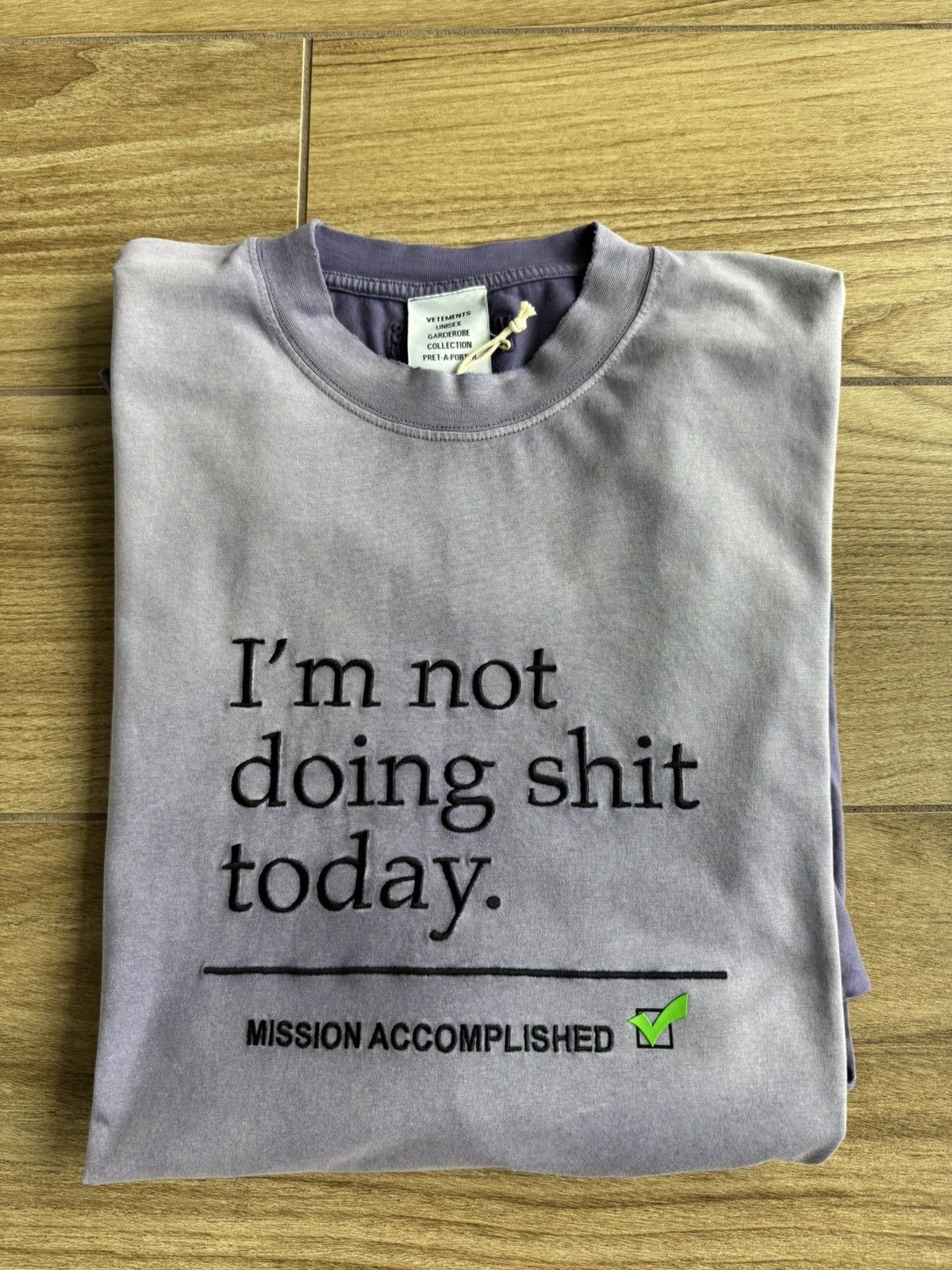 Vetements Vetements 'i'm not doing shit today' t-shirt (purple) Size US M / EU 48-50 / 2 - 11 Thumbnail