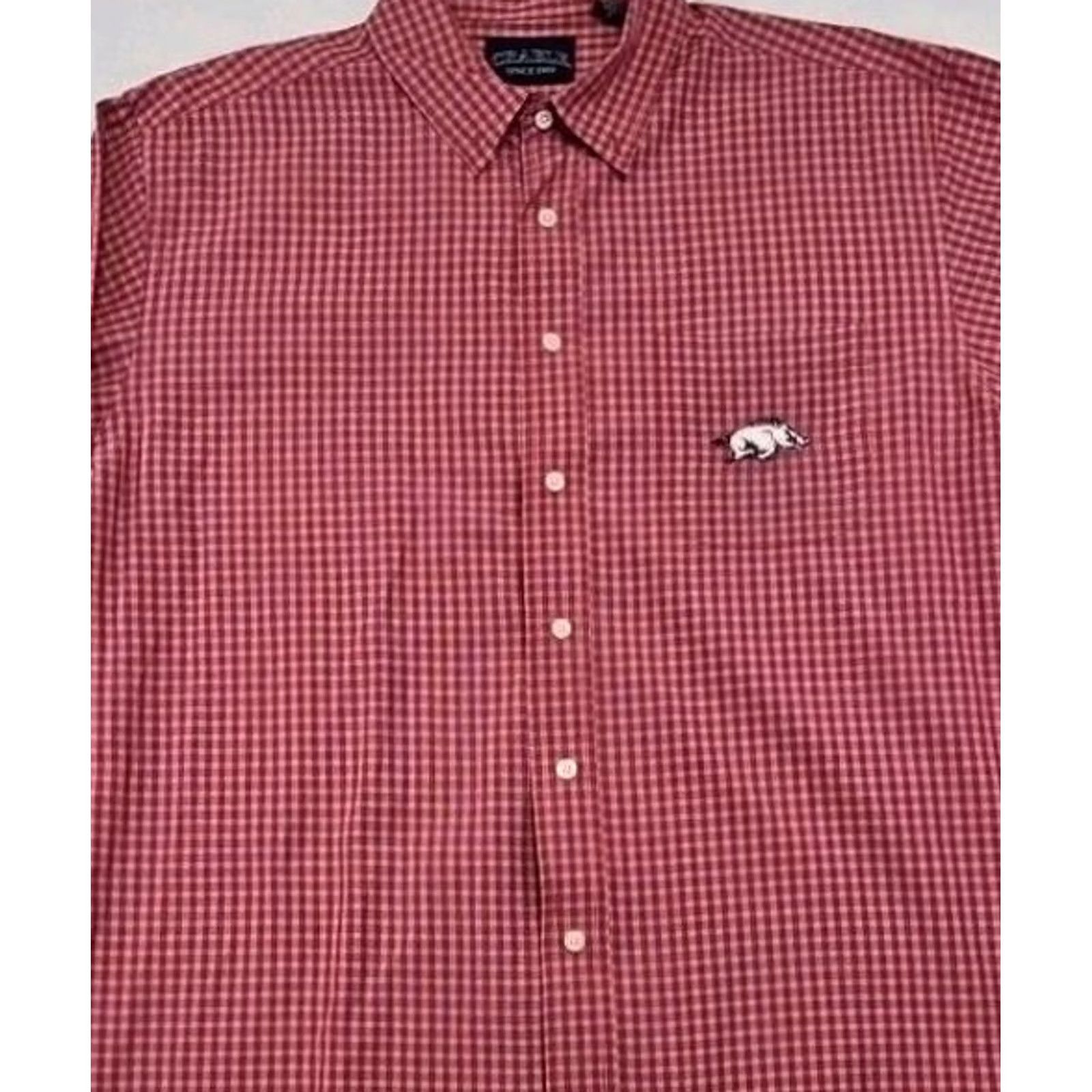 Vintage Arkansas Razorbacks Shirt Mens XL Red Gingham Check Button Down SEC College Size US XL / EU 56 / 4 - 2 Thumbnail