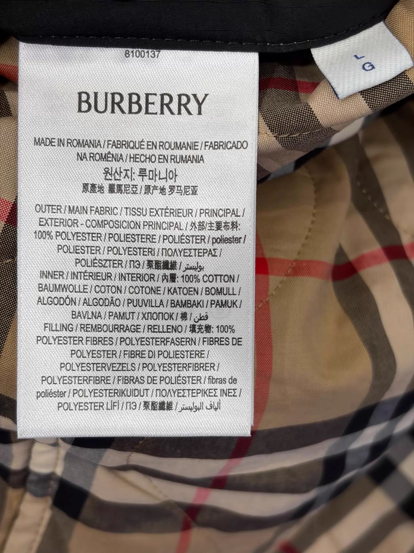 Burberry Burberry Men's 2-Sided Short Padded L Black/Check Size US L / EU 52-54 / 3 - 6 Thumbnail