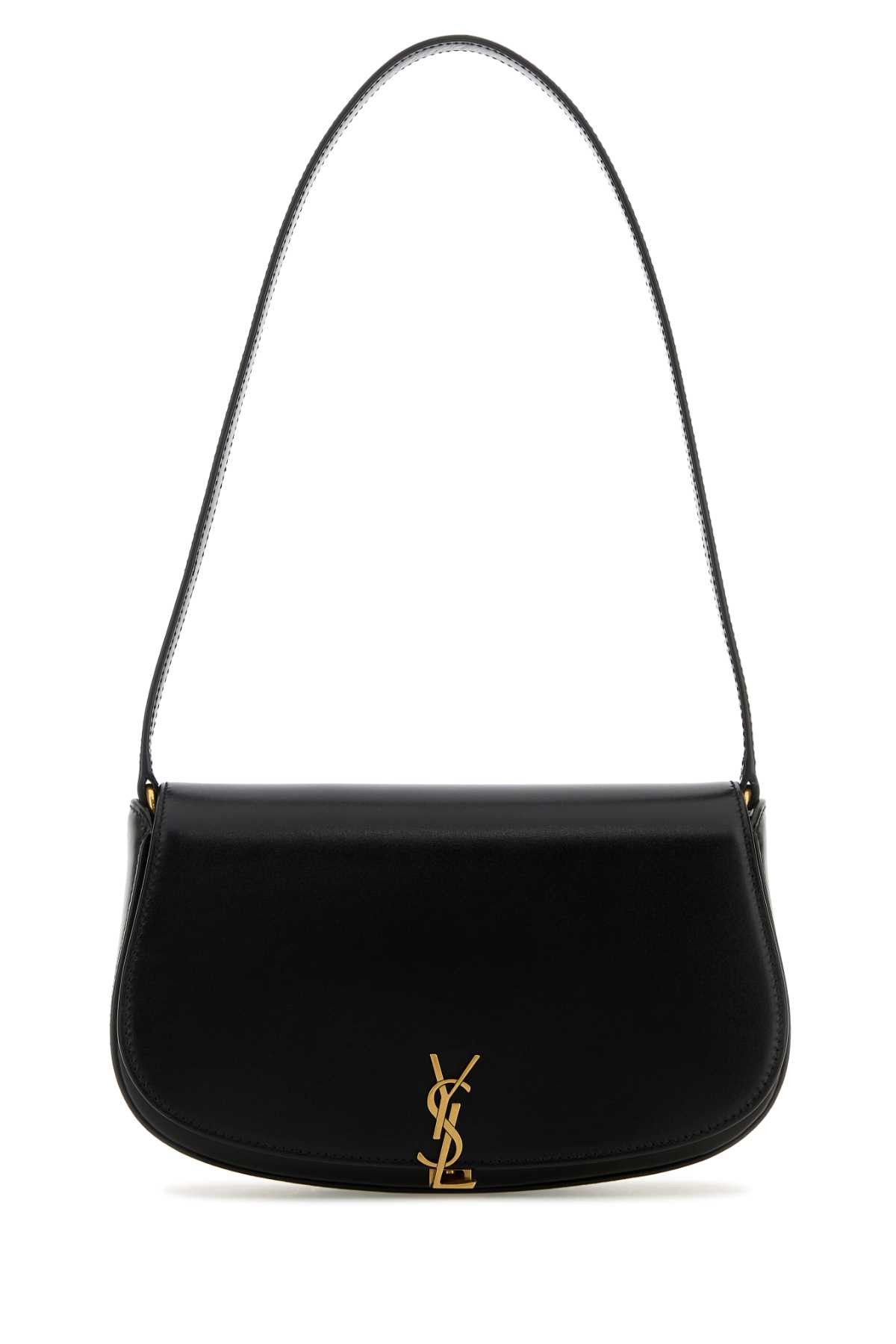 Black Leather Demi Lune Shoulder Bag