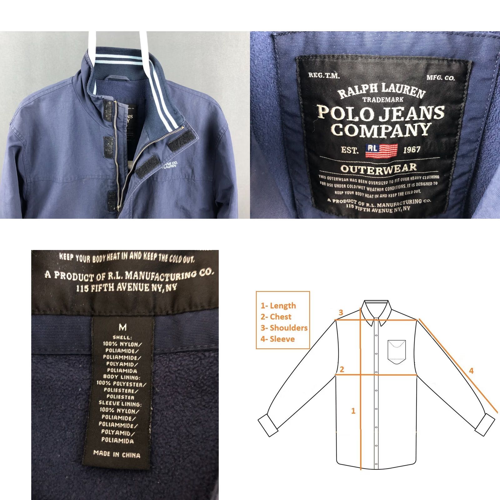 Ralph Lauren Ralph Lauren Polo Jeans Company Jacket Size M Dark Blue Nylon Full Zip Men Size US M / EU 48-50 / 2 - 8 Thumbnail
