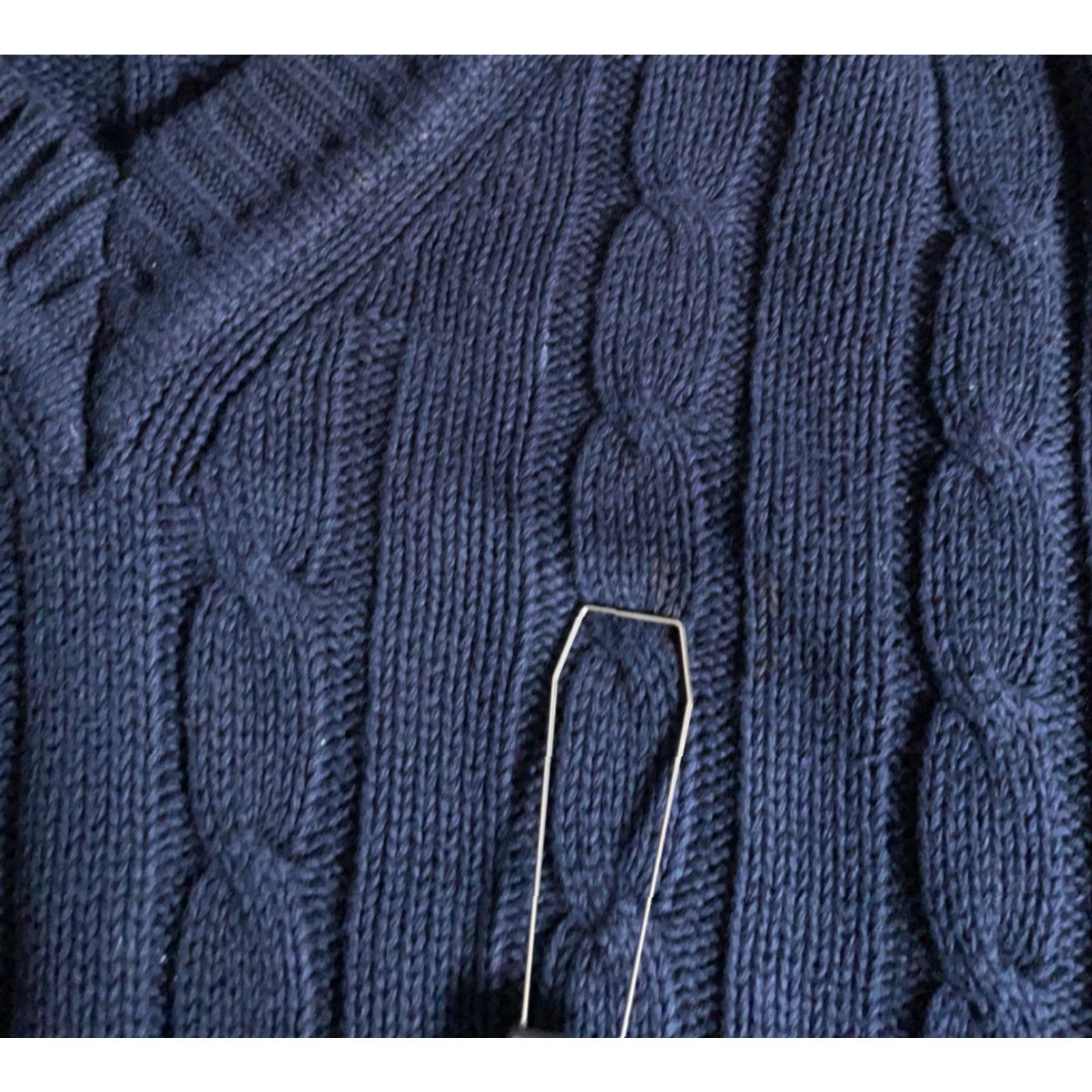 United Colors Of Benetton United Colors of Benetton Sweater Men 2XL Dark Blue Cotton Cable Knit V-Neck Pullover Casual Size US XXL / EU 58 / 5 - 4 Thumbnail