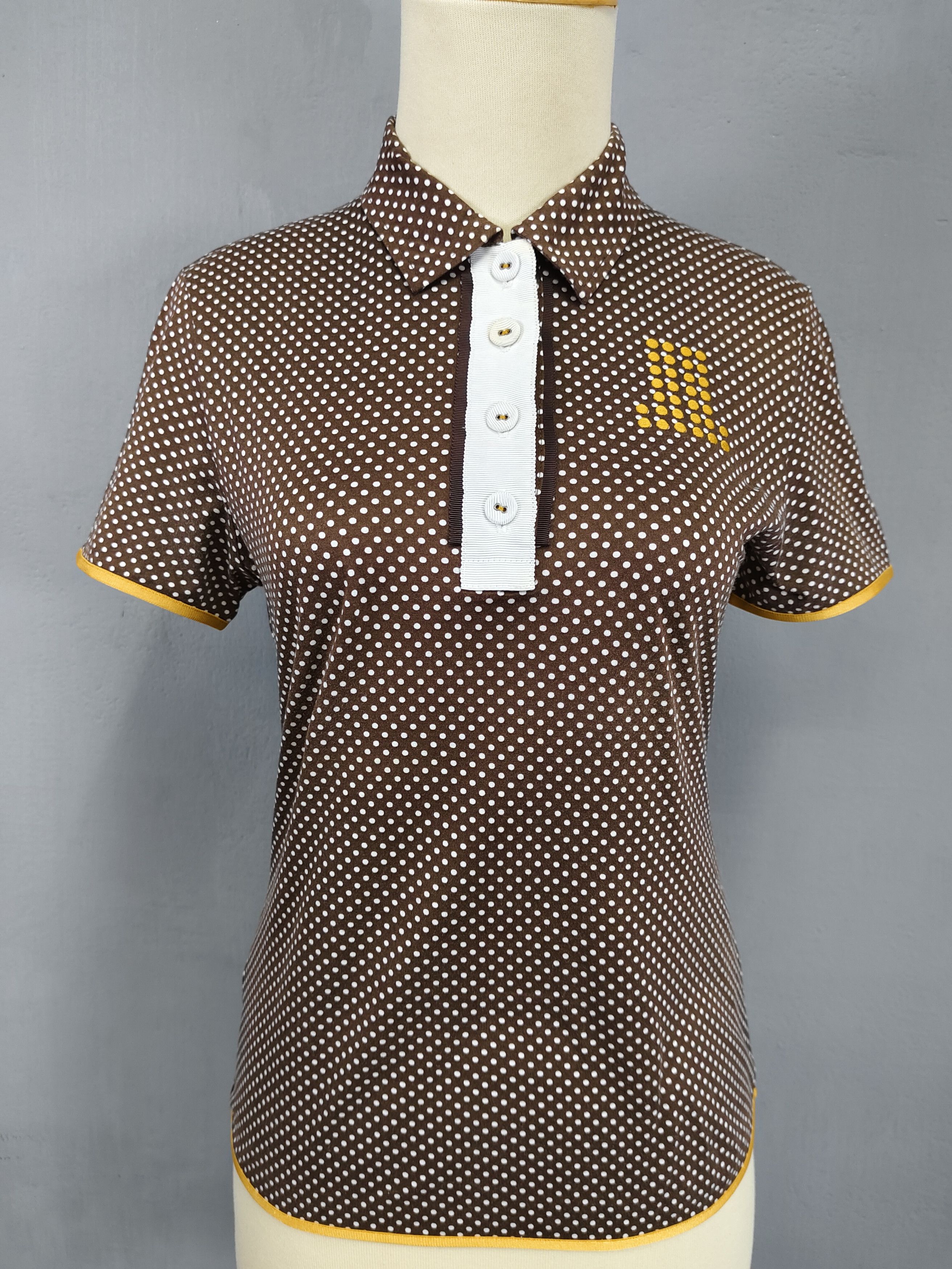 Lanvin 2000s Lanvin Sport- Retro Preppy Polka Dot Polo Shirt Size S / US 4 / IT 40 - 2 Thumbnail