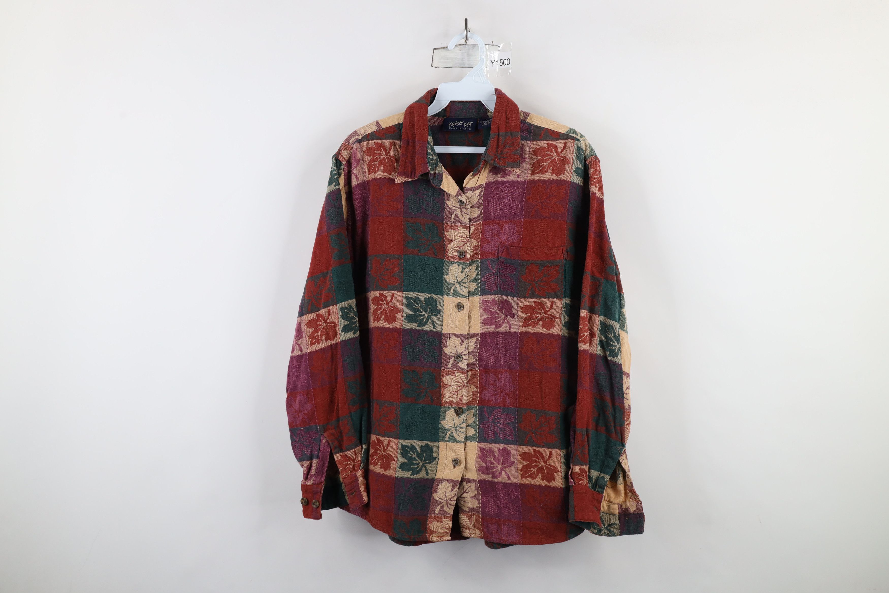 Vintage Vintage 90s Streetwear Nature Leaf Patchwork Button Shirt Size L / US 10 / IT 46 - 1 Thumbnail