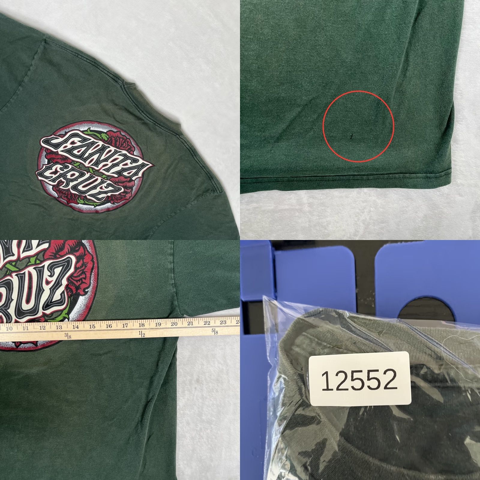 Vintage VINTAGE Santa Cruz T-Shirt Short Sleeve Crew Neck Green Logo 90s Sun Faded Size M Men Ladies? Size US M / EU 48-50 / 2 - 8 Thumbnail