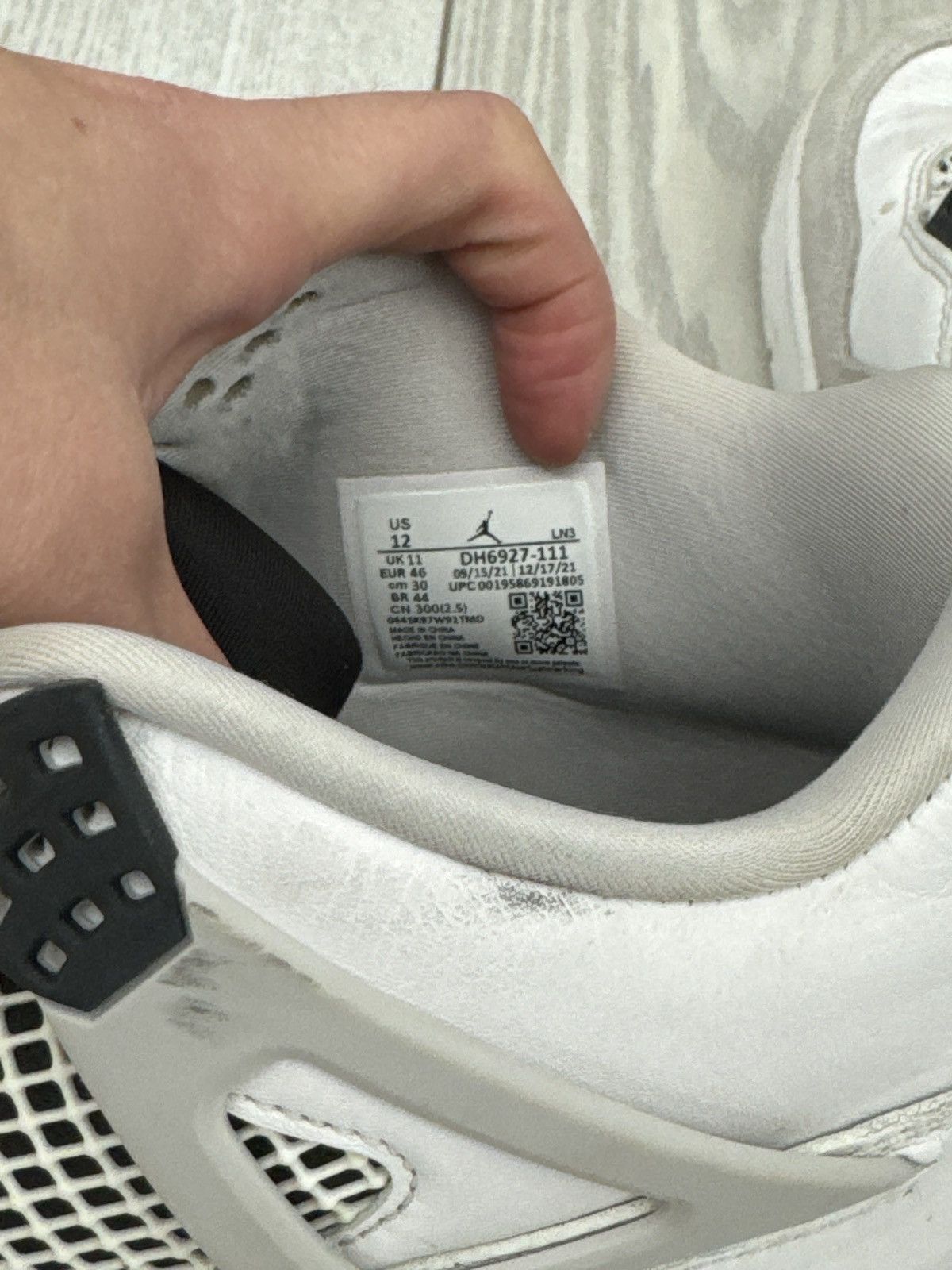 Nike Jordan Air Jordan 4 Retro Military Black White Grey sneakers Size US 12 / EU 45 - 7 Thumbnail