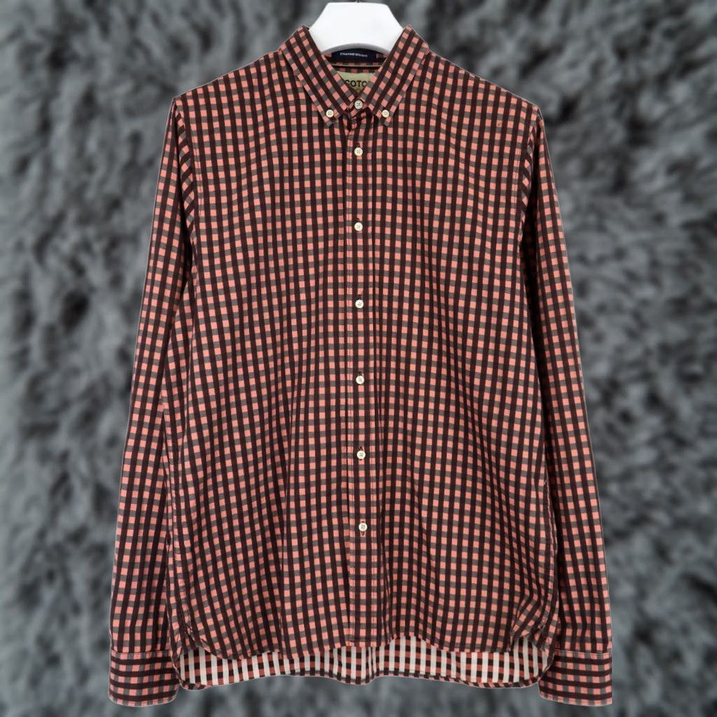 Scotch & Soda SCOTCH & SODA Shirt Men's XL Checked Brown Button-Down Regular Everyday Holiday Size US XL / EU 56 / 4 - 1 Thumbnail