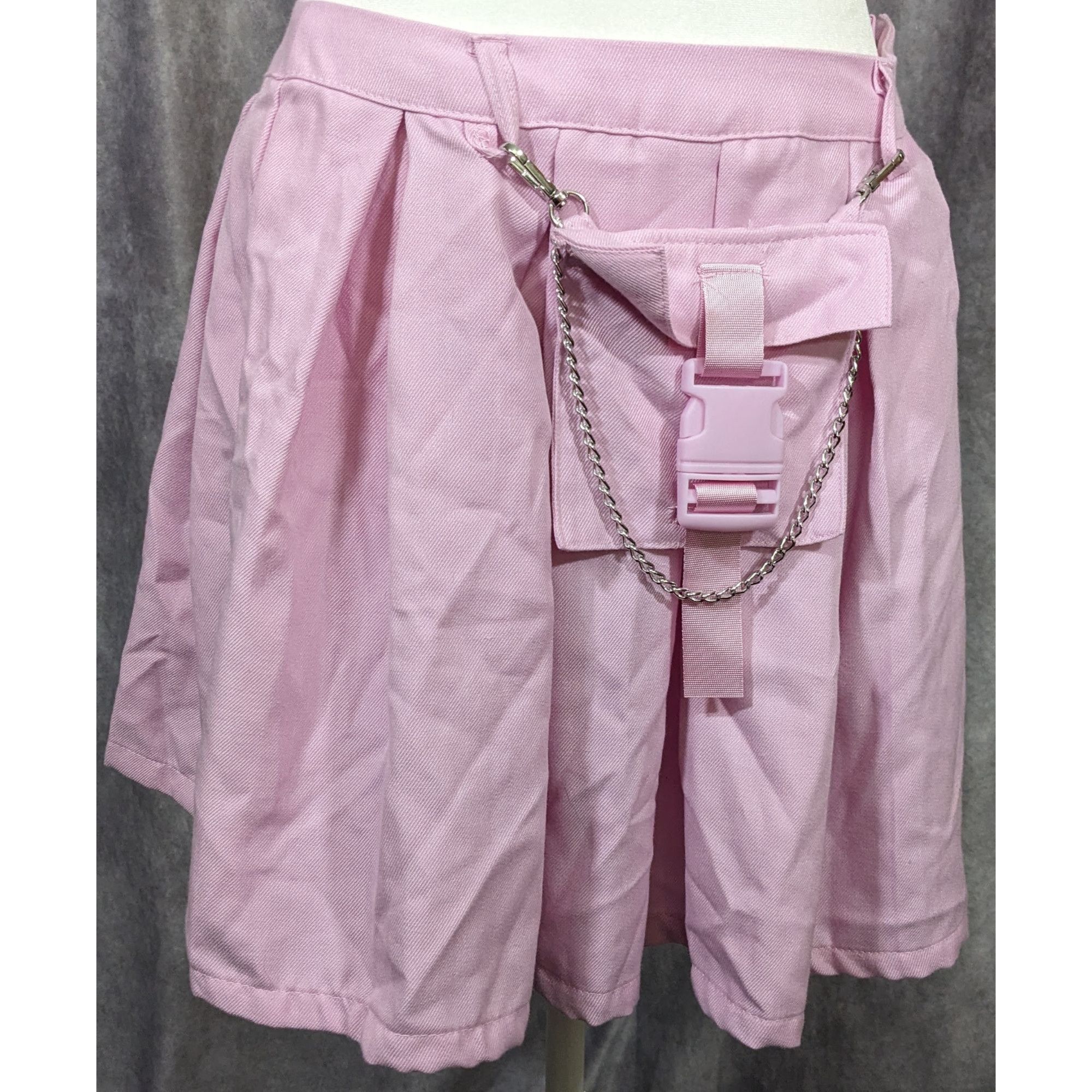 Other Pastel Goth Bubblegum Pink Pleated Pocket Skirt Size 29" - 6 Thumbnail