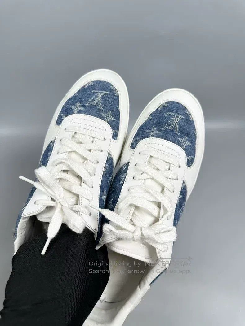 Louis Vuitton Louis Vuitton White and blue denim denim board shoes Size US 7 / EU 40 - 6 Thumbnail
