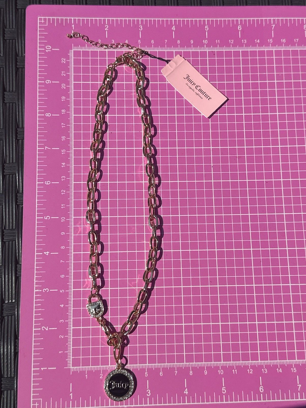 Juicy Couture Juicy Couture gold chain black charm logo diamonds paved Size ONE SIZE - 10 Thumbnail
